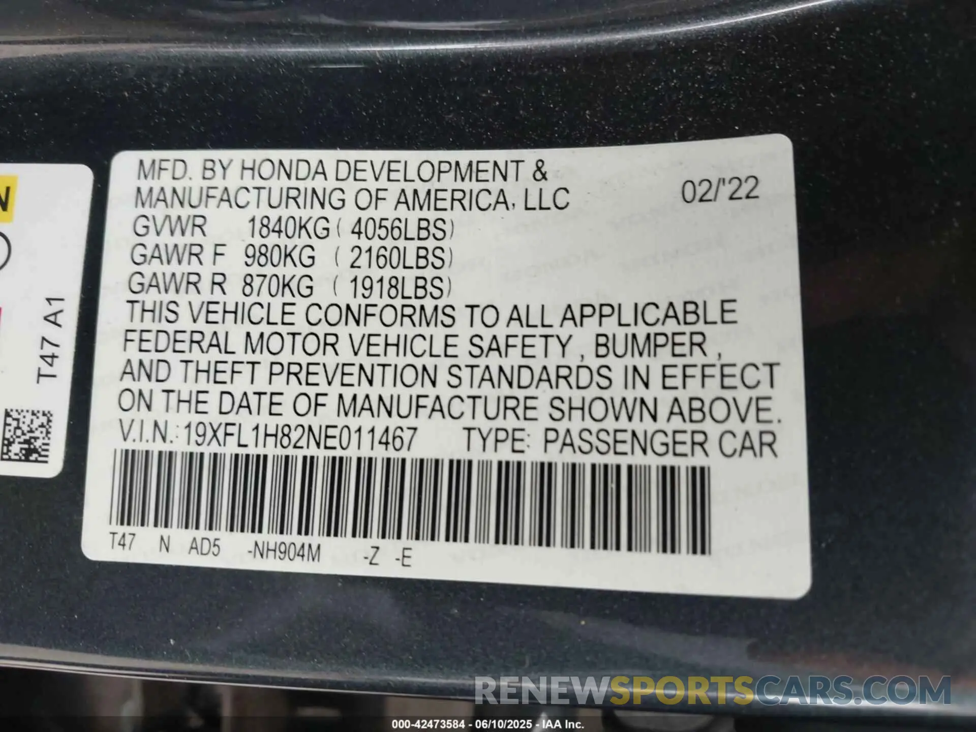 9 Photograph of a damaged car 19XFL1H82NE011467 HONDA CIVIC 2022