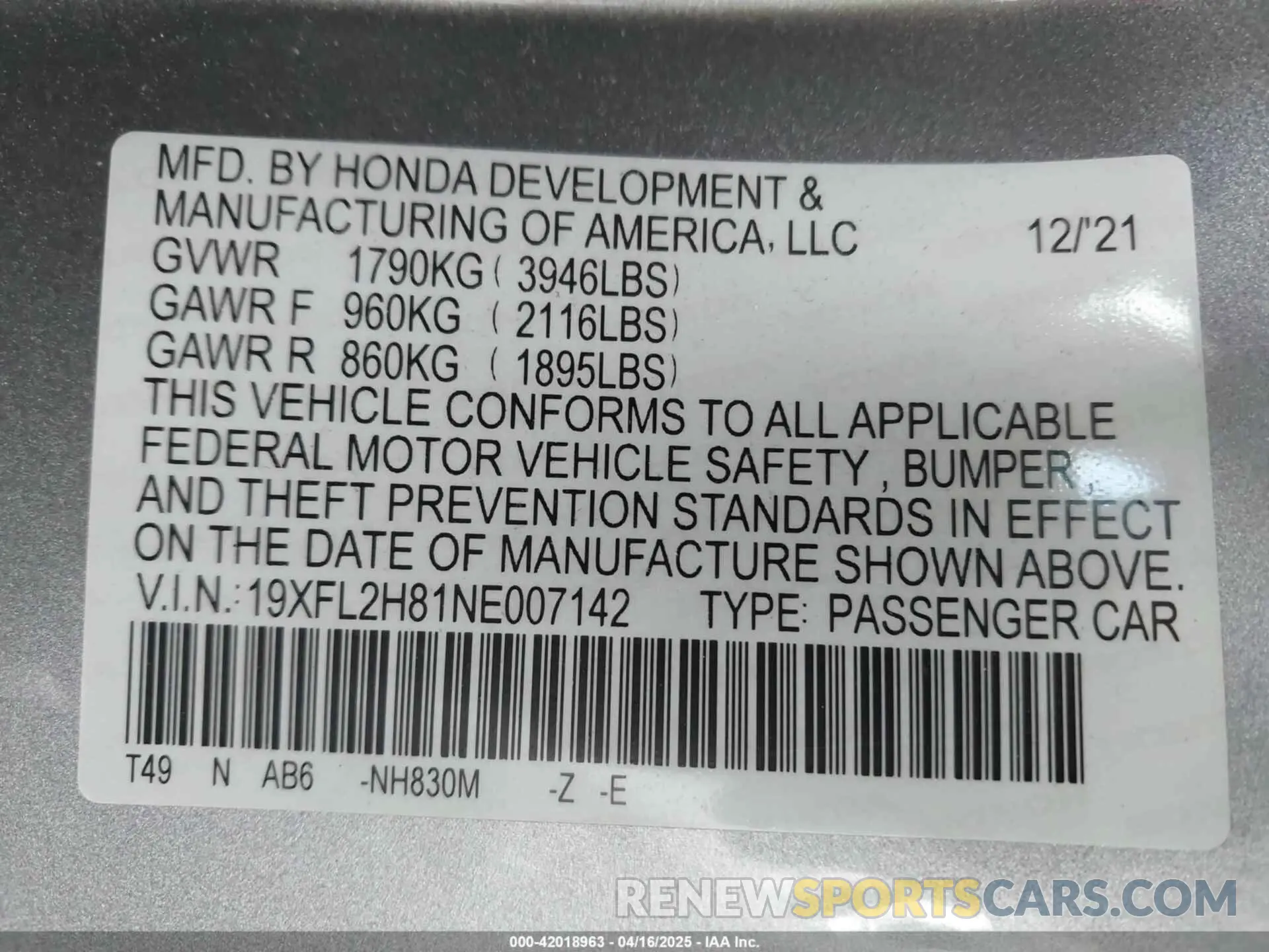 9 Photograph of a damaged car 19XFL2H81NE007142 HONDA CIVIC 2022