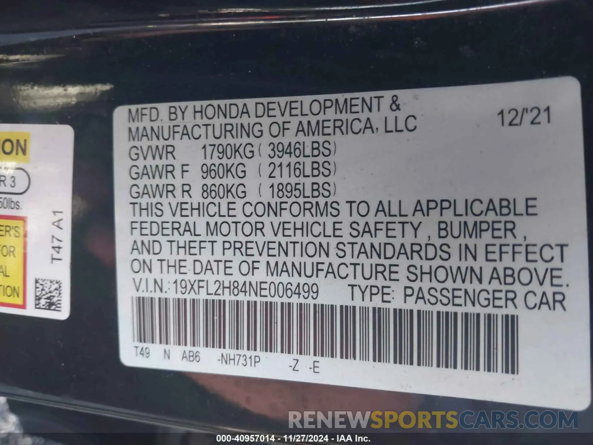 9 Photograph of a damaged car 19XFL2H84NE006499 HONDA CIVIC 2022