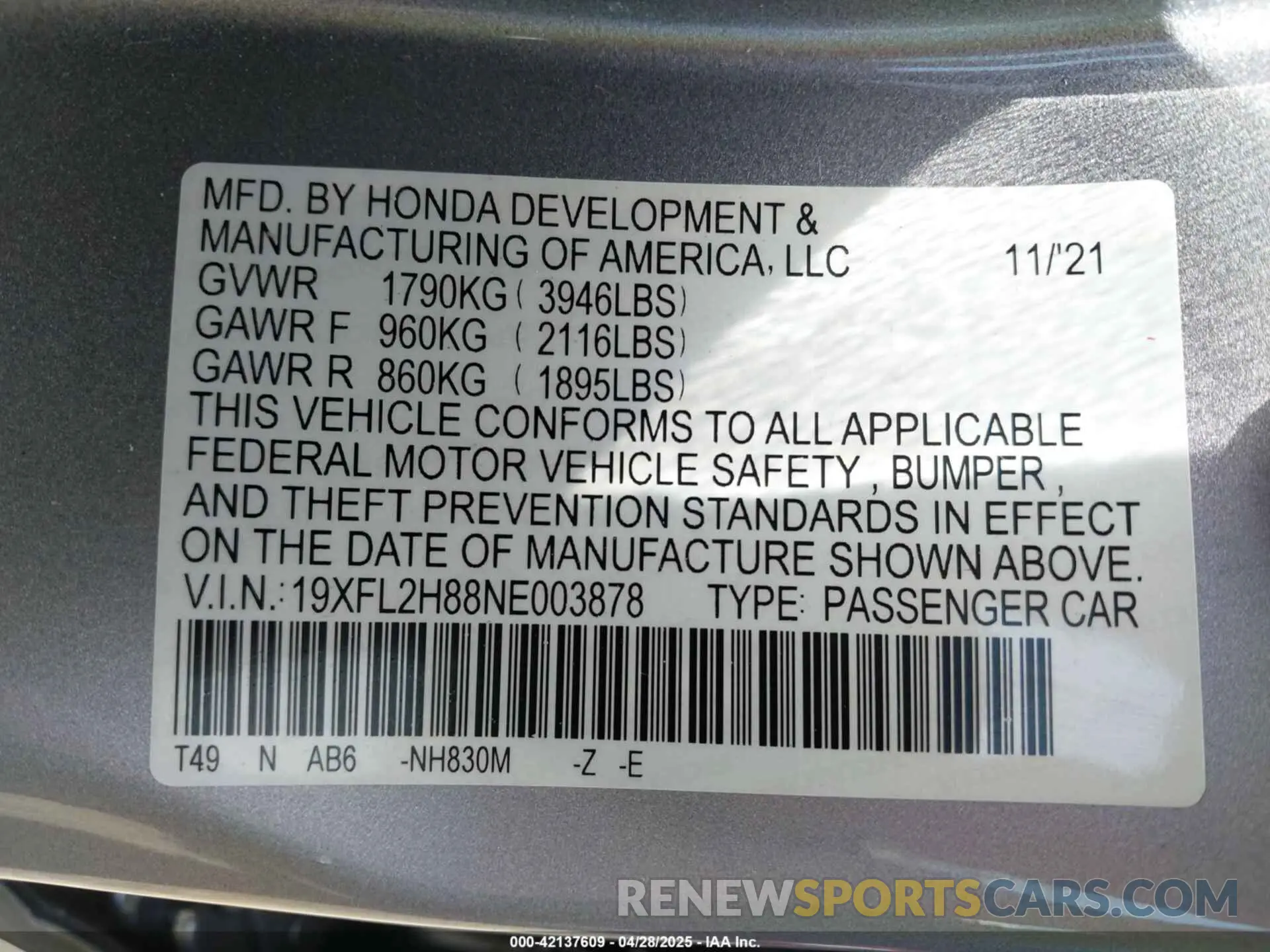 9 Photograph of a damaged car 19XFL2H88NE003878 HONDA CIVIC 2022