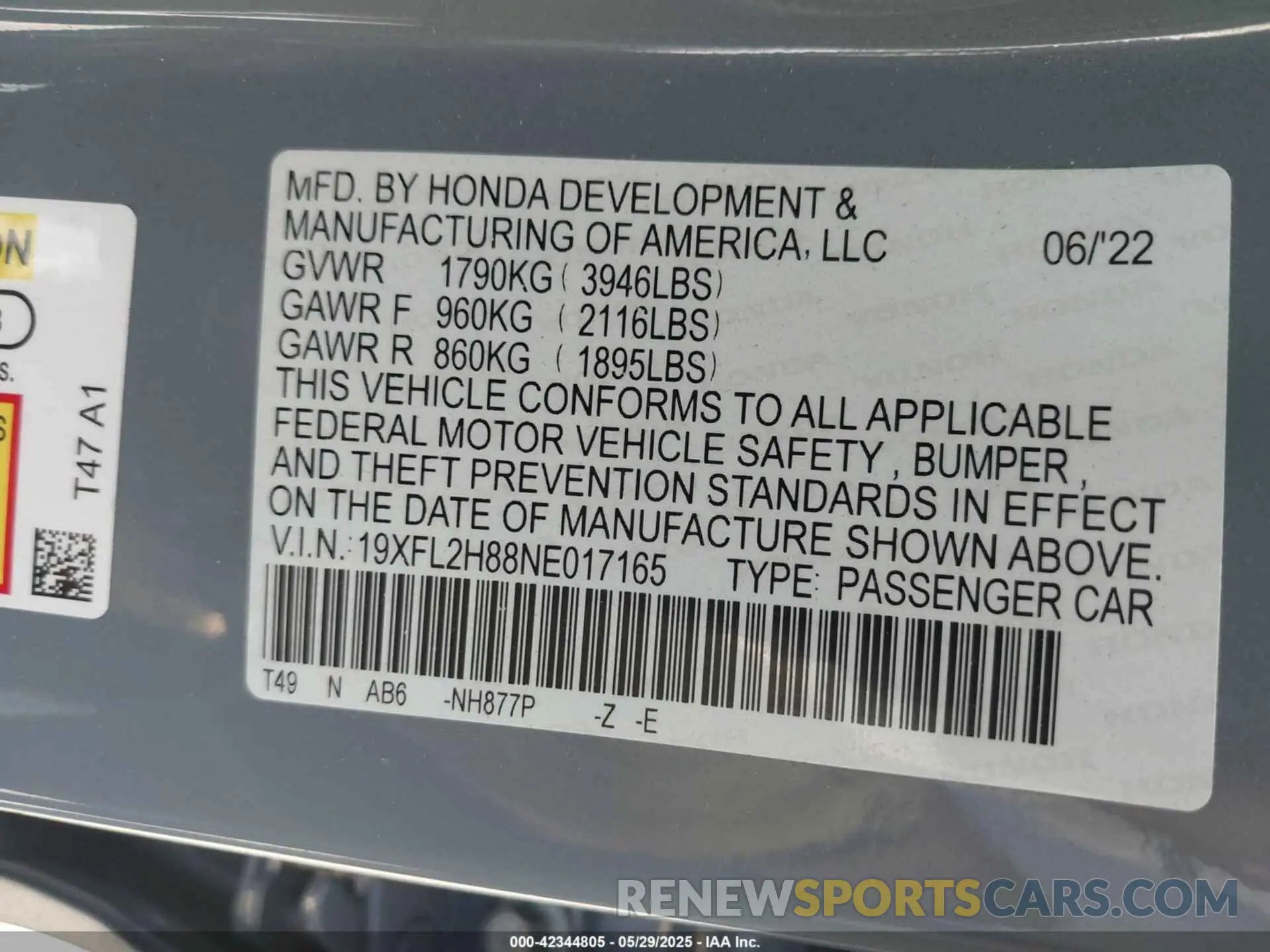 9 Photograph of a damaged car 19XFL2H88NE017165 HONDA CIVIC 2022