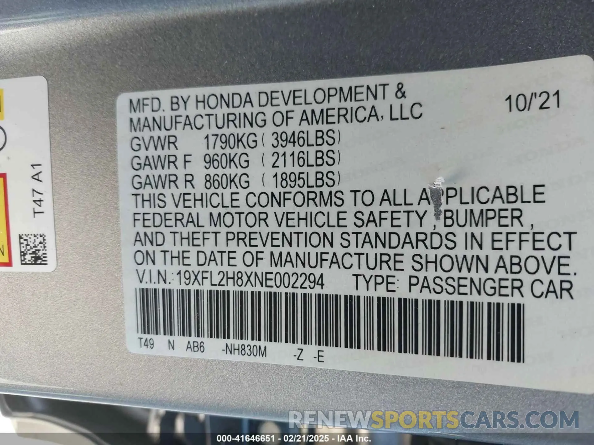 9 Photograph of a damaged car 19XFL2H8XNE002294 HONDA CIVIC 2022