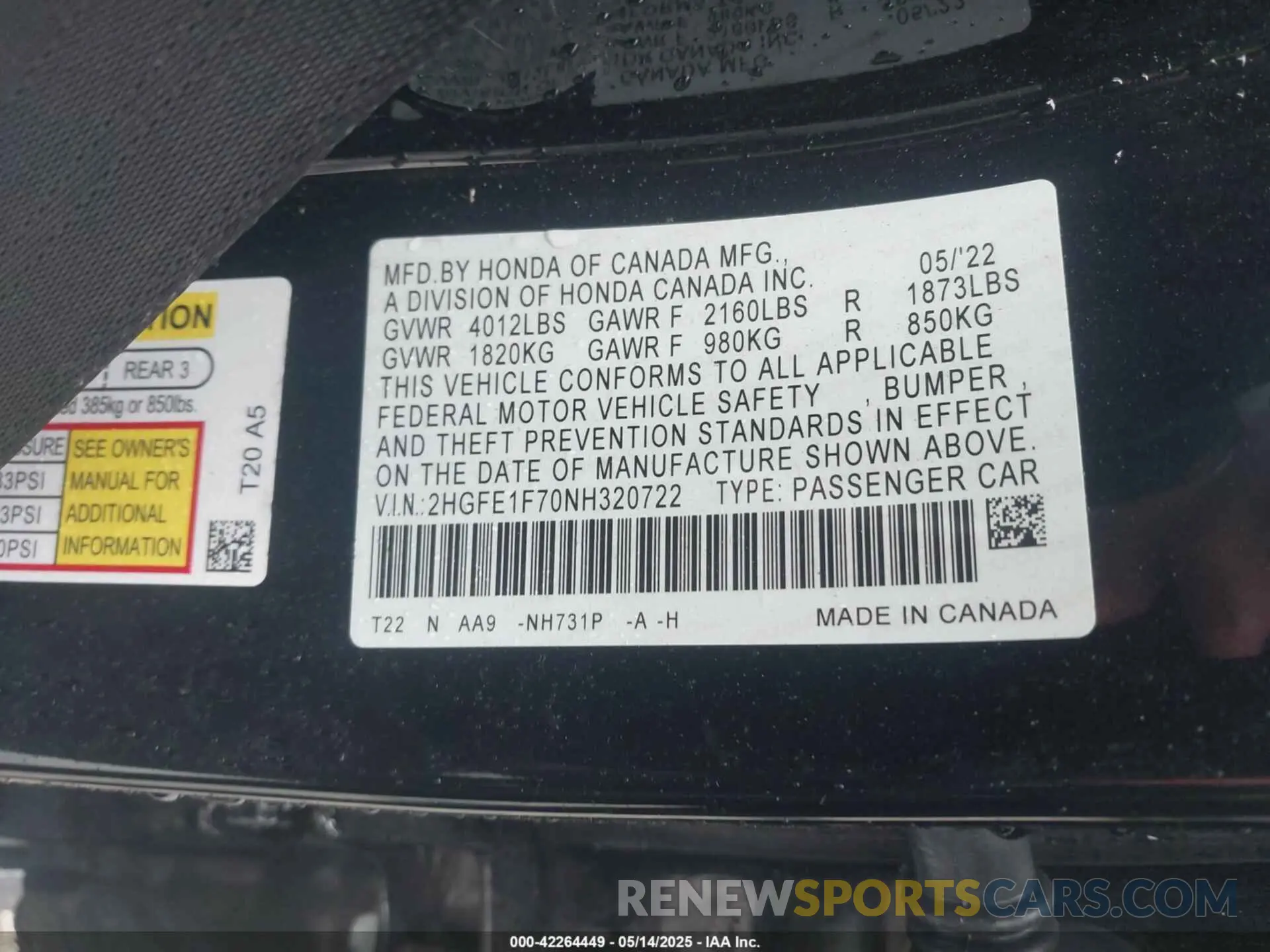 9 Photograph of a damaged car 2HGFE1F70NH320722 HONDA CIVIC 2022