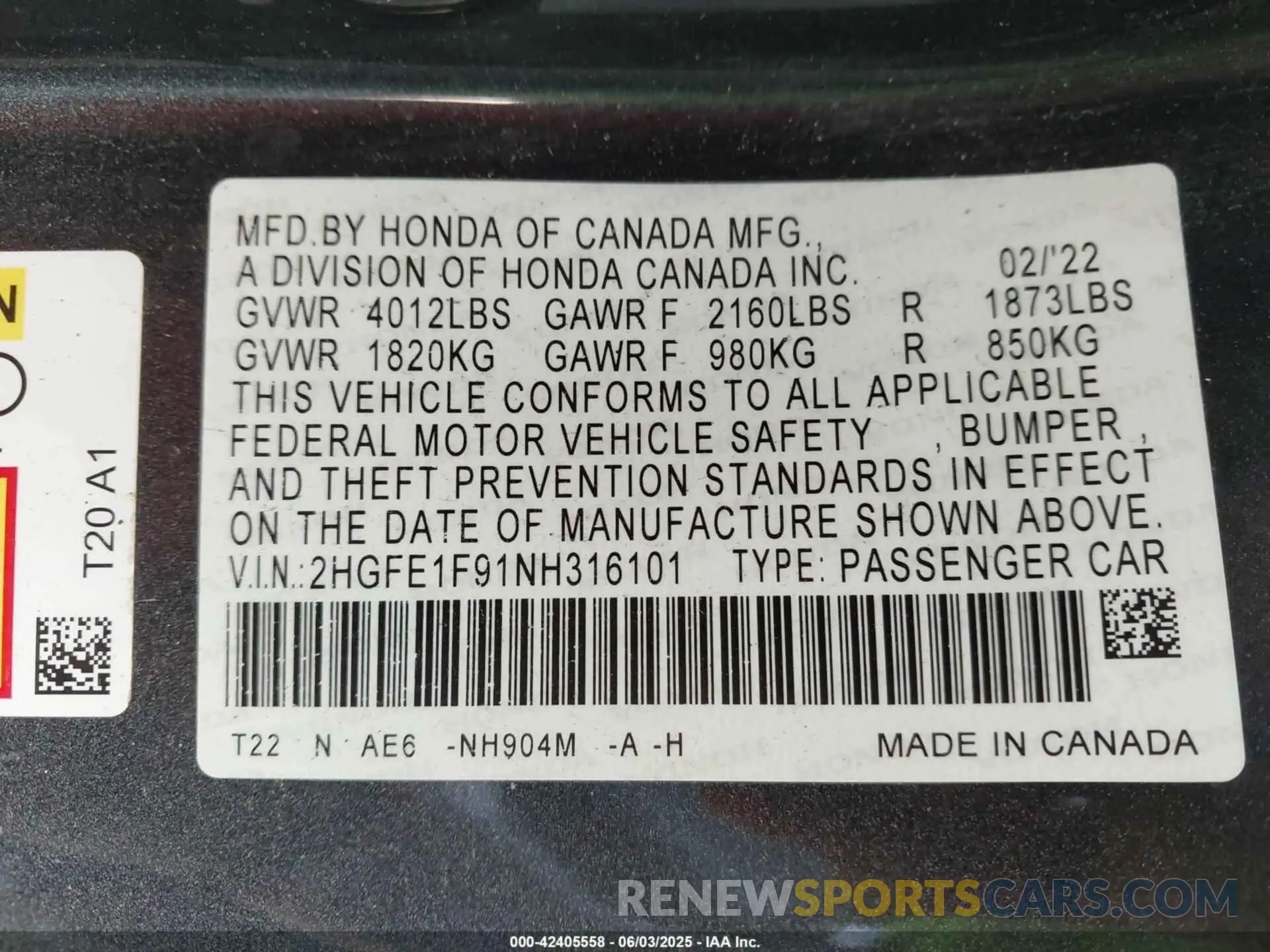 9 Photograph of a damaged car 2HGFE1F91NH316101 HONDA CIVIC 2022