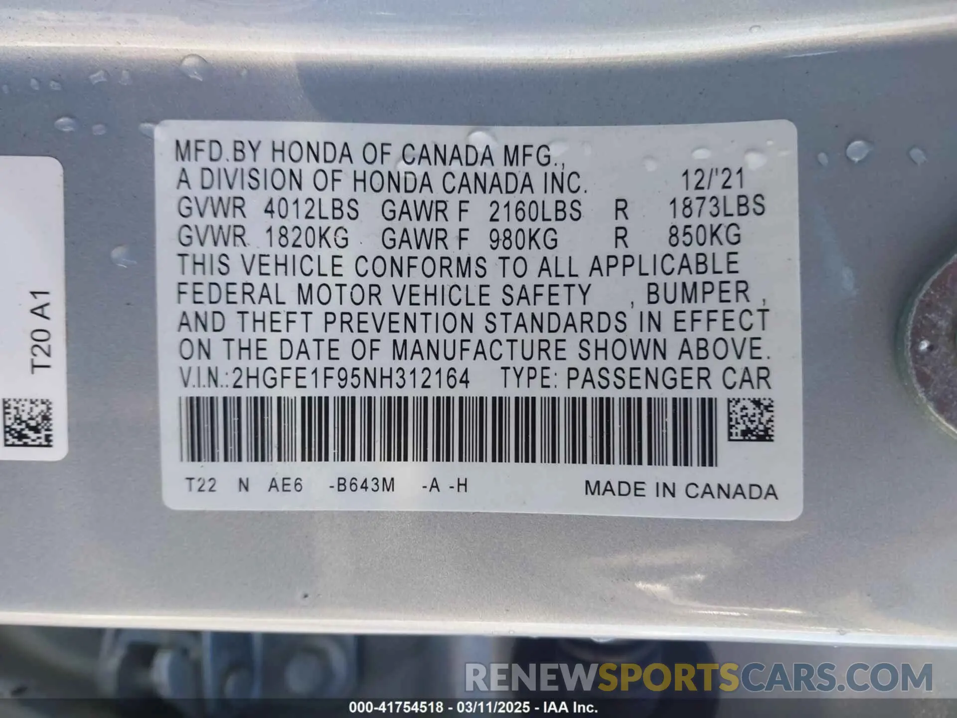 9 Photograph of a damaged car 2HGFE1F95NH312164 HONDA CIVIC 2022