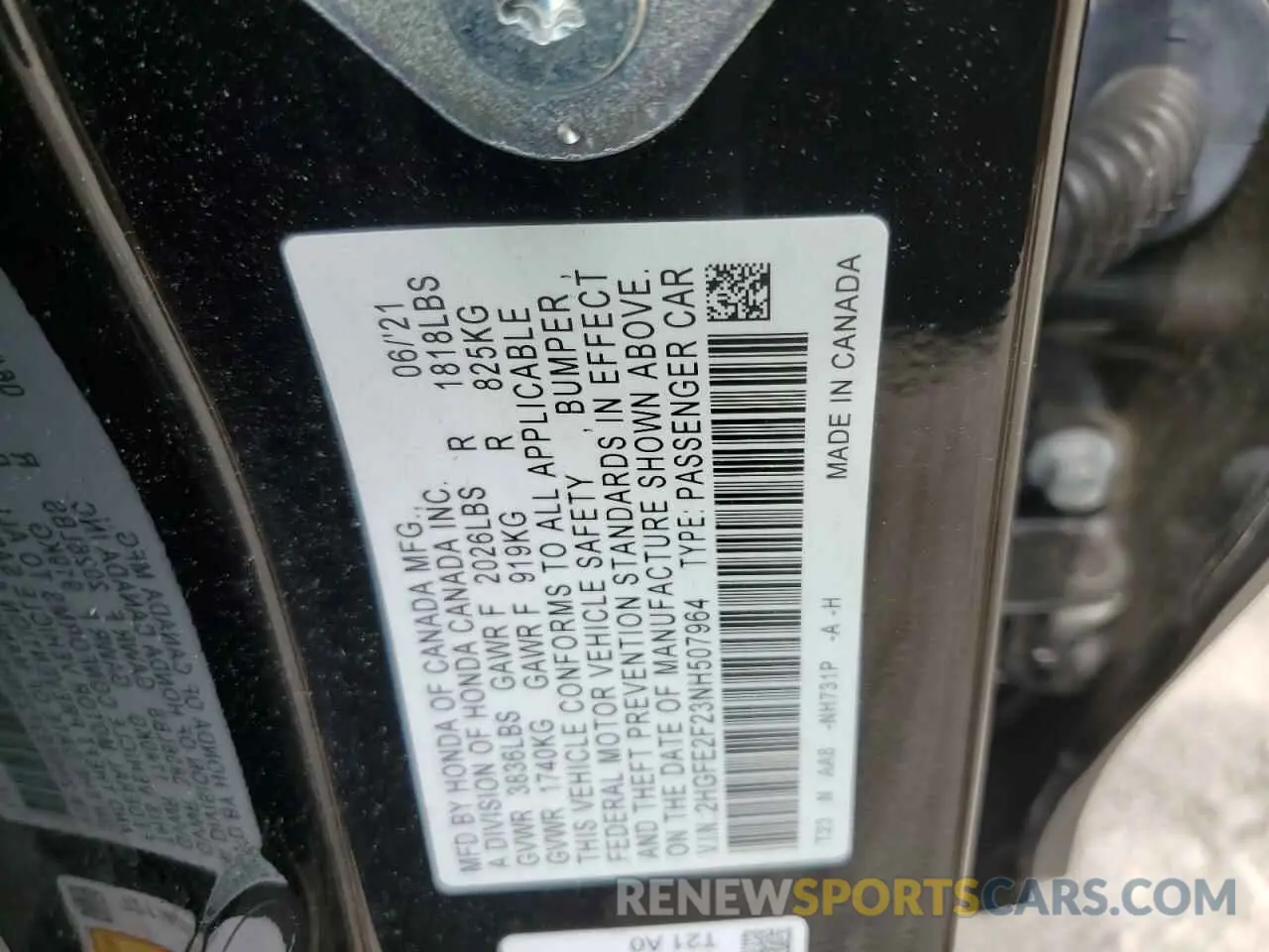 12 Photograph of a damaged car 2HGFE2F23NH507964 HONDA CIVIC 2022