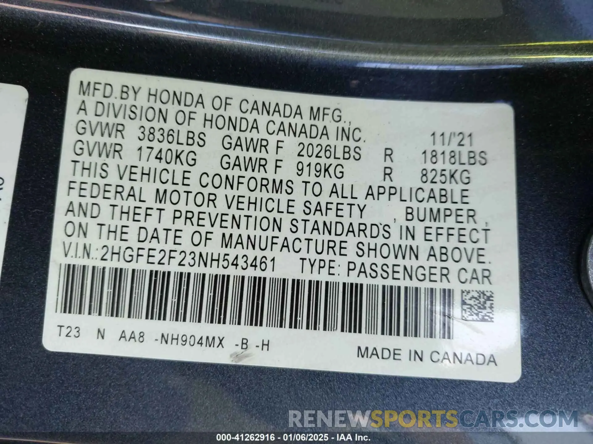 9 Photograph of a damaged car 2HGFE2F23NH543461 HONDA CIVIC 2022