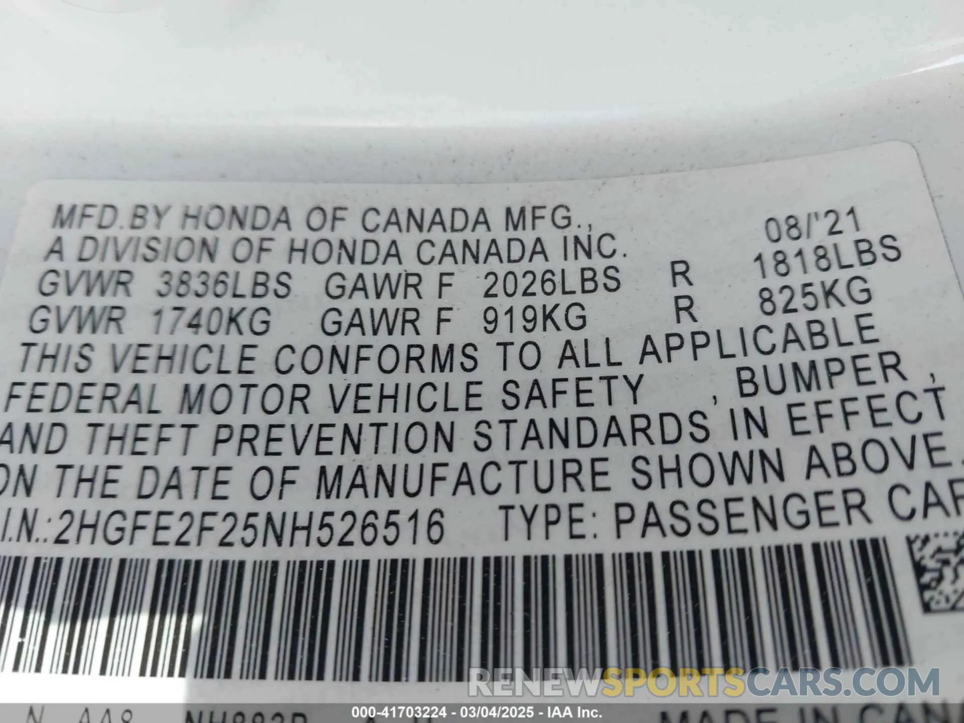 9 Photograph of a damaged car 2HGFE2F25NH526516 HONDA CIVIC 2022
