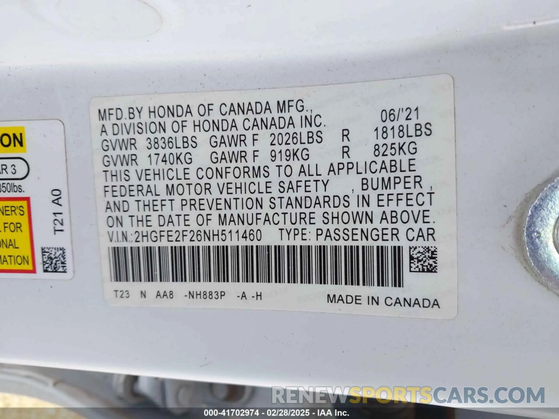 9 Photograph of a damaged car 2HGFE2F26NH511460 HONDA CIVIC 2022