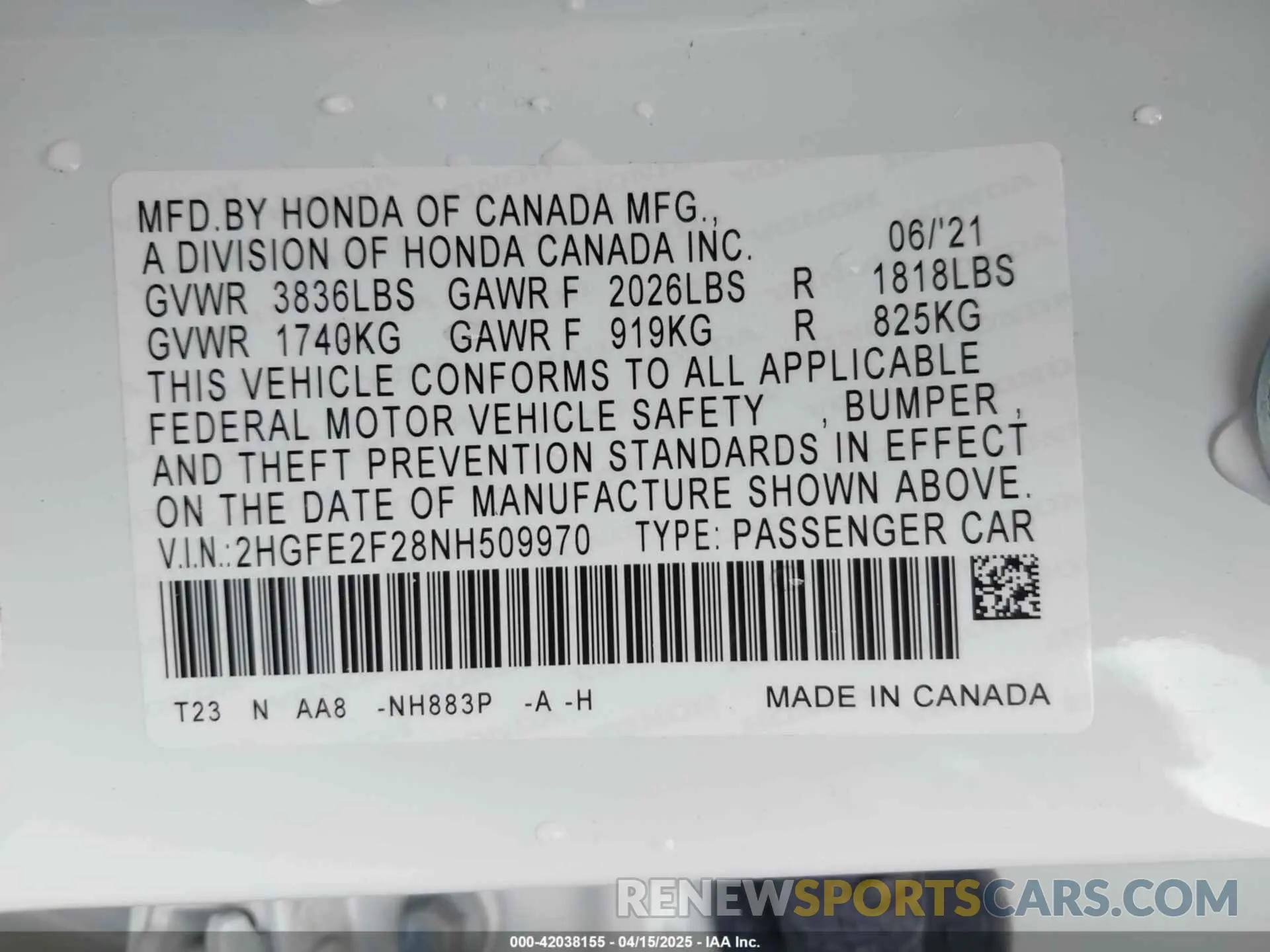 9 Photograph of a damaged car 2HGFE2F28NH509970 HONDA CIVIC 2022