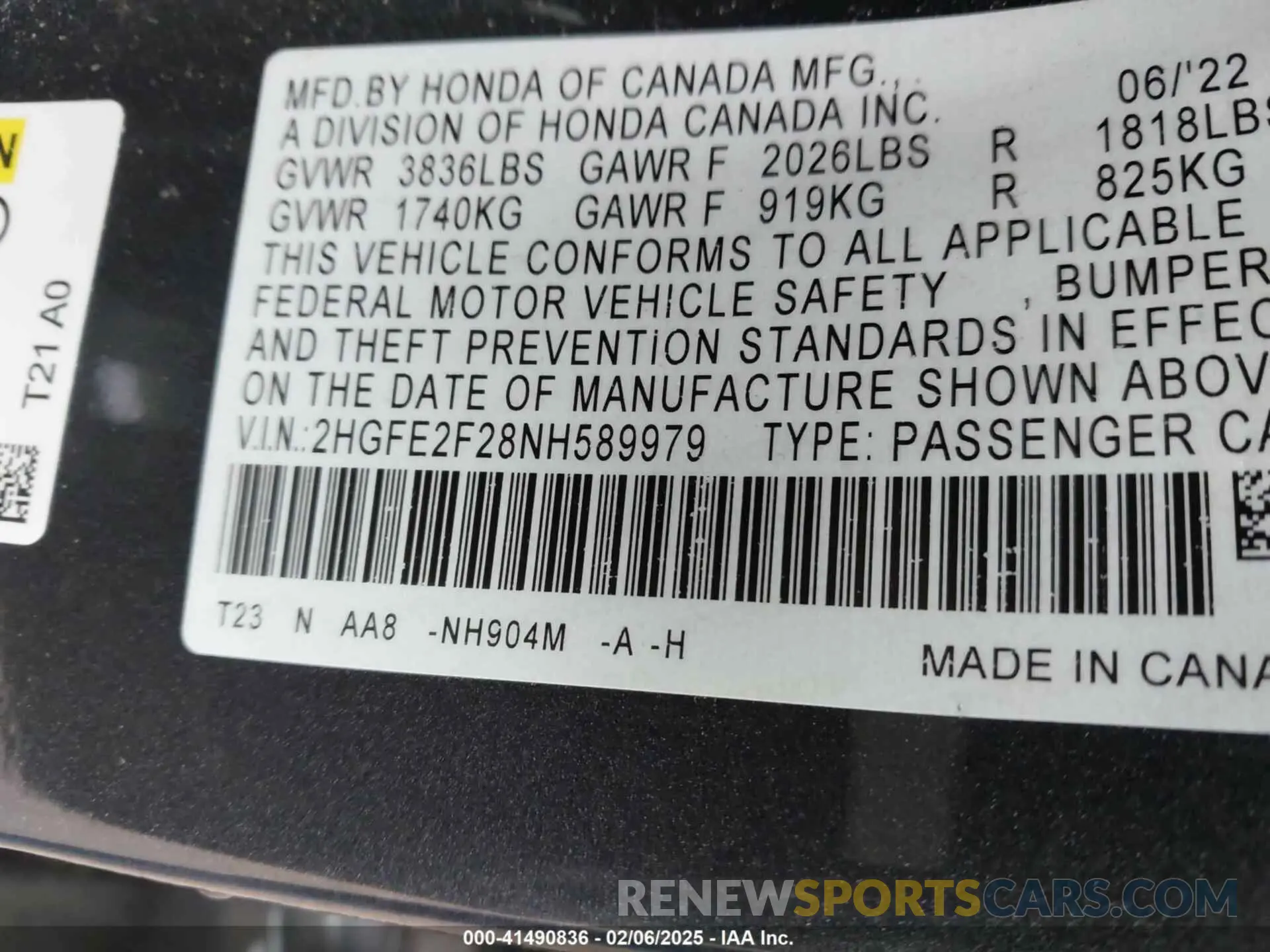 9 Photograph of a damaged car 2HGFE2F28NH589979 HONDA CIVIC 2022