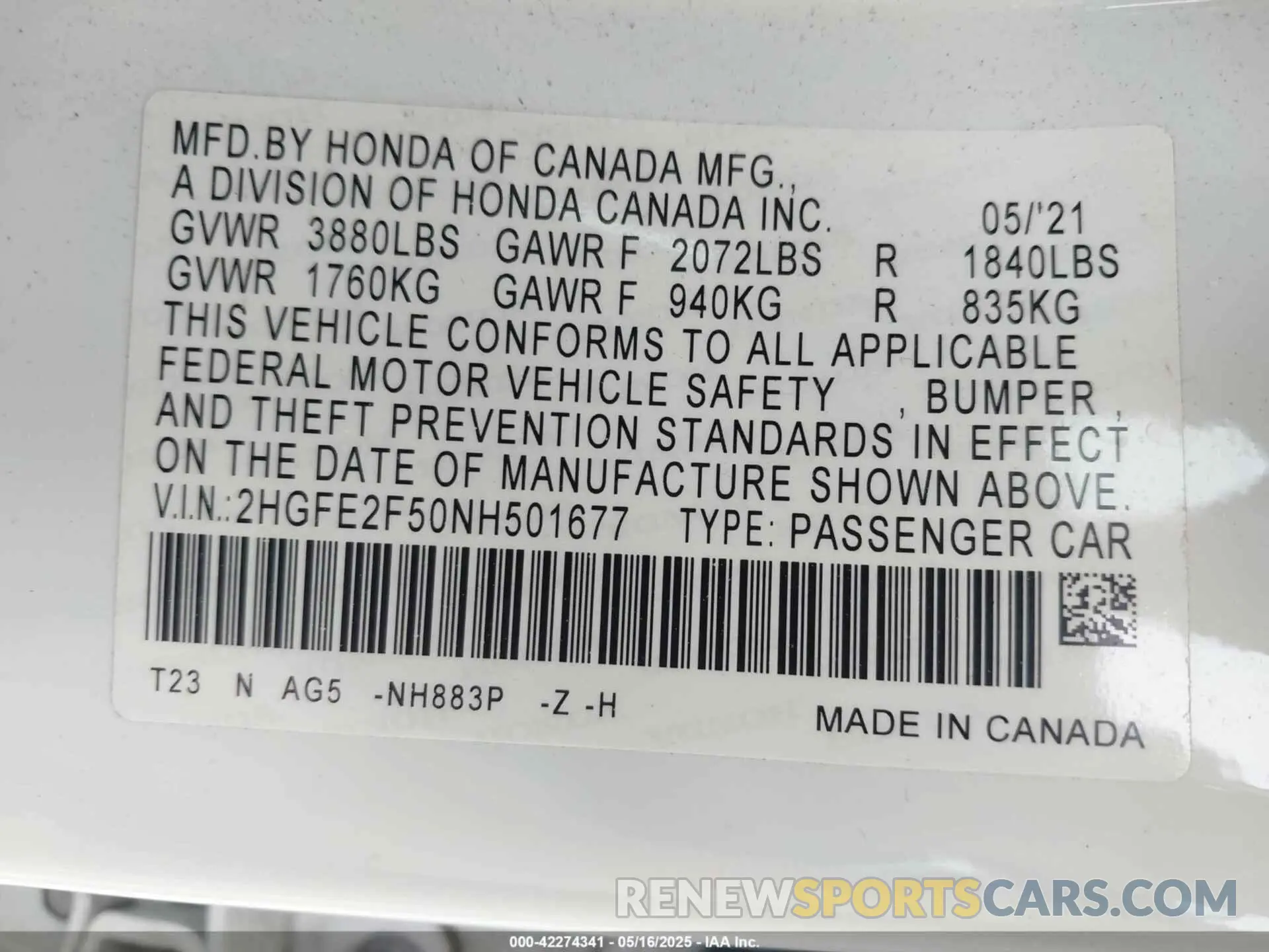 9 Photograph of a damaged car 2HGFE2F50NH501677 HONDA CIVIC 2022