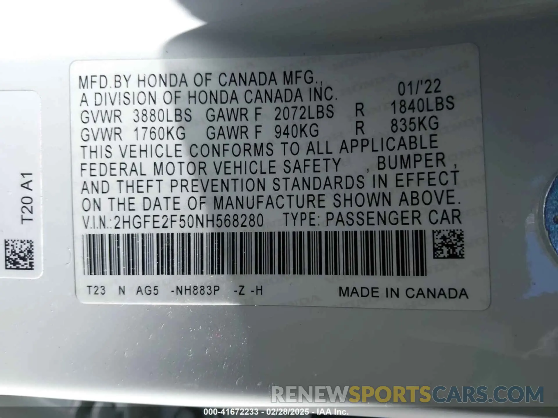 9 Photograph of a damaged car 2HGFE2F50NH568280 HONDA CIVIC 2022
