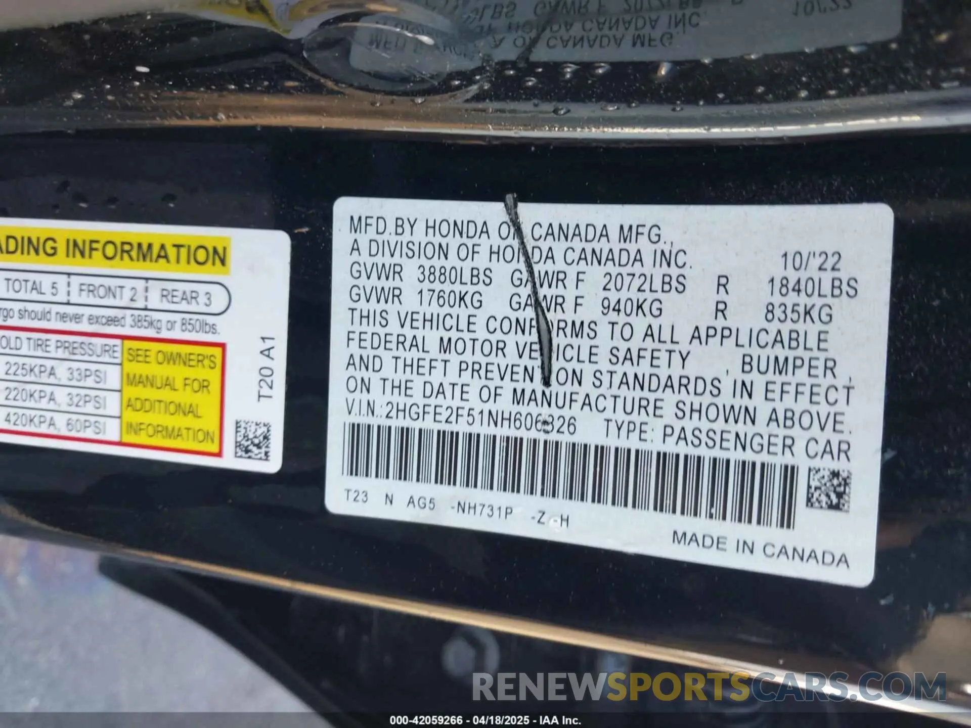 9 Photograph of a damaged car 2HGFE2F51NH606826 HONDA CIVIC 2022
