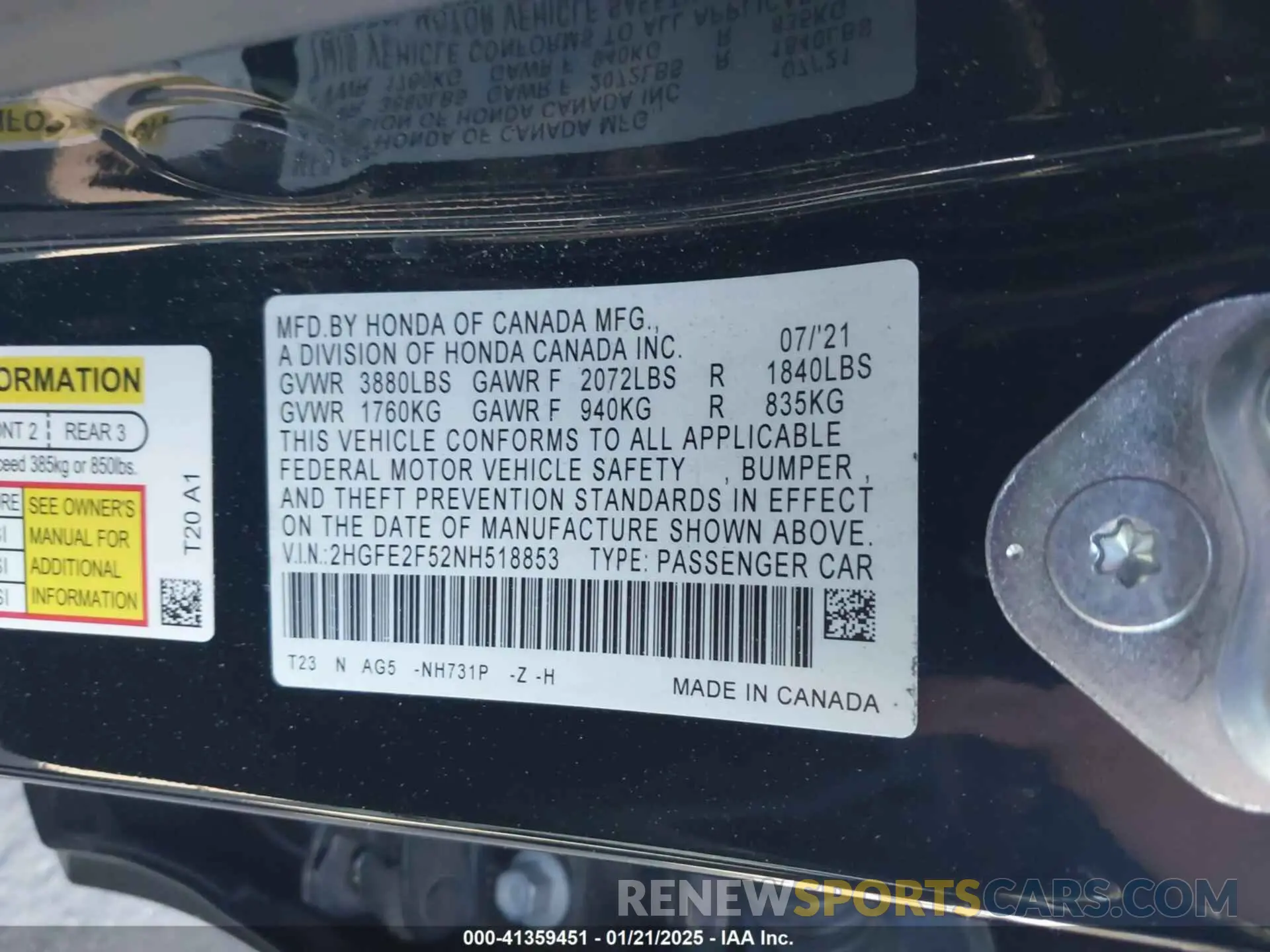 9 Photograph of a damaged car 2HGFE2F52NH518853 HONDA CIVIC 2022