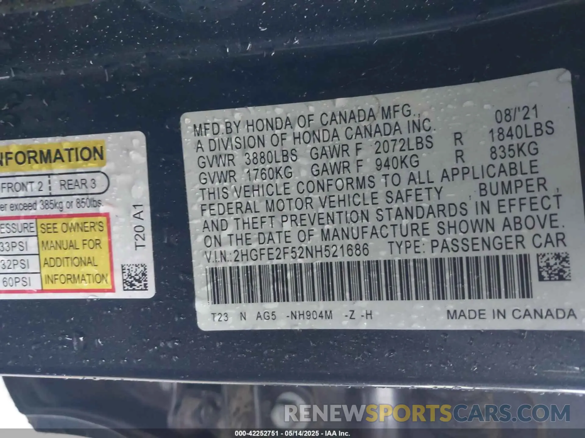 9 Photograph of a damaged car 2HGFE2F52NH521686 HONDA CIVIC 2022