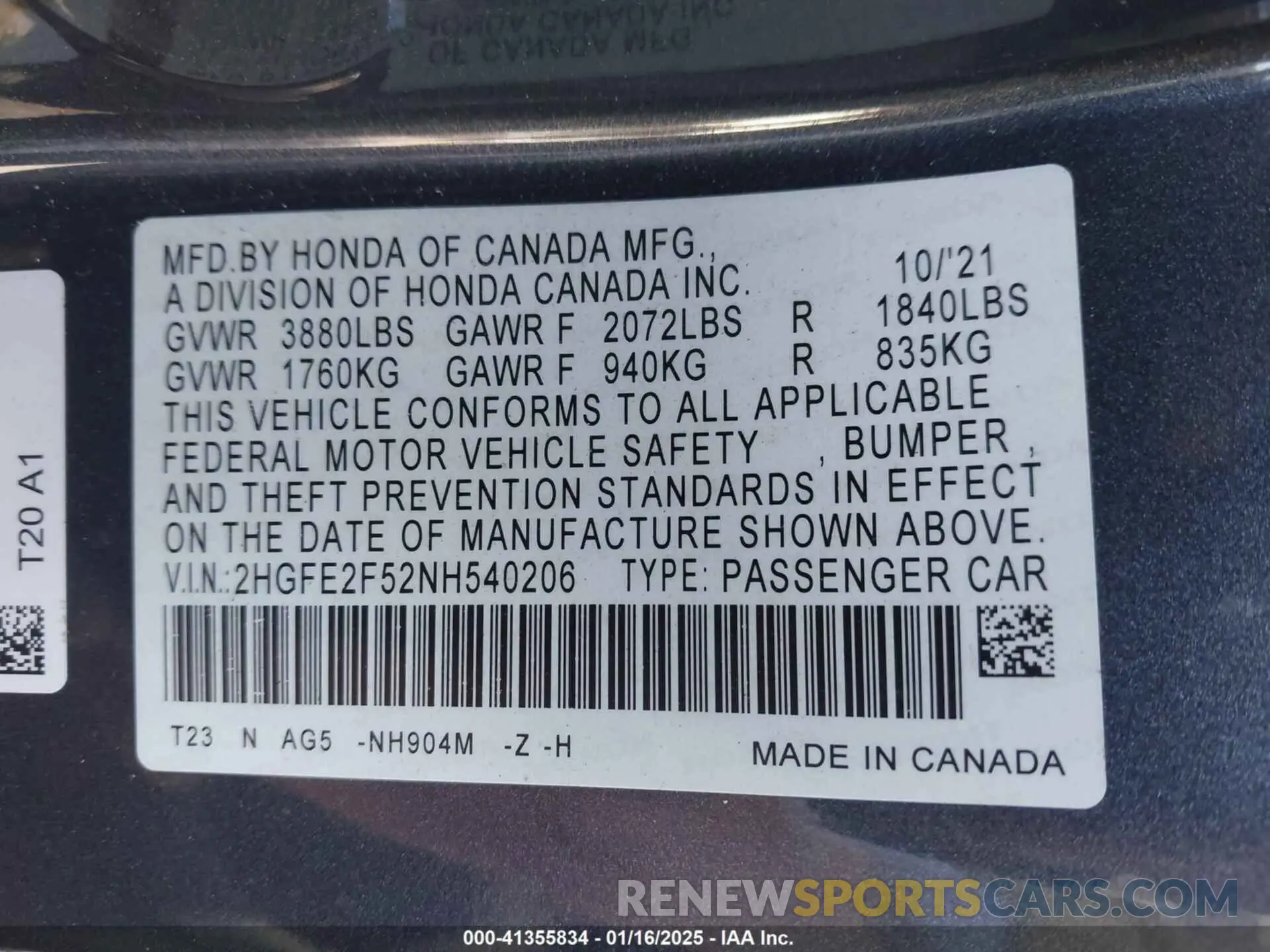 9 Photograph of a damaged car 2HGFE2F52NH540206 HONDA CIVIC 2022