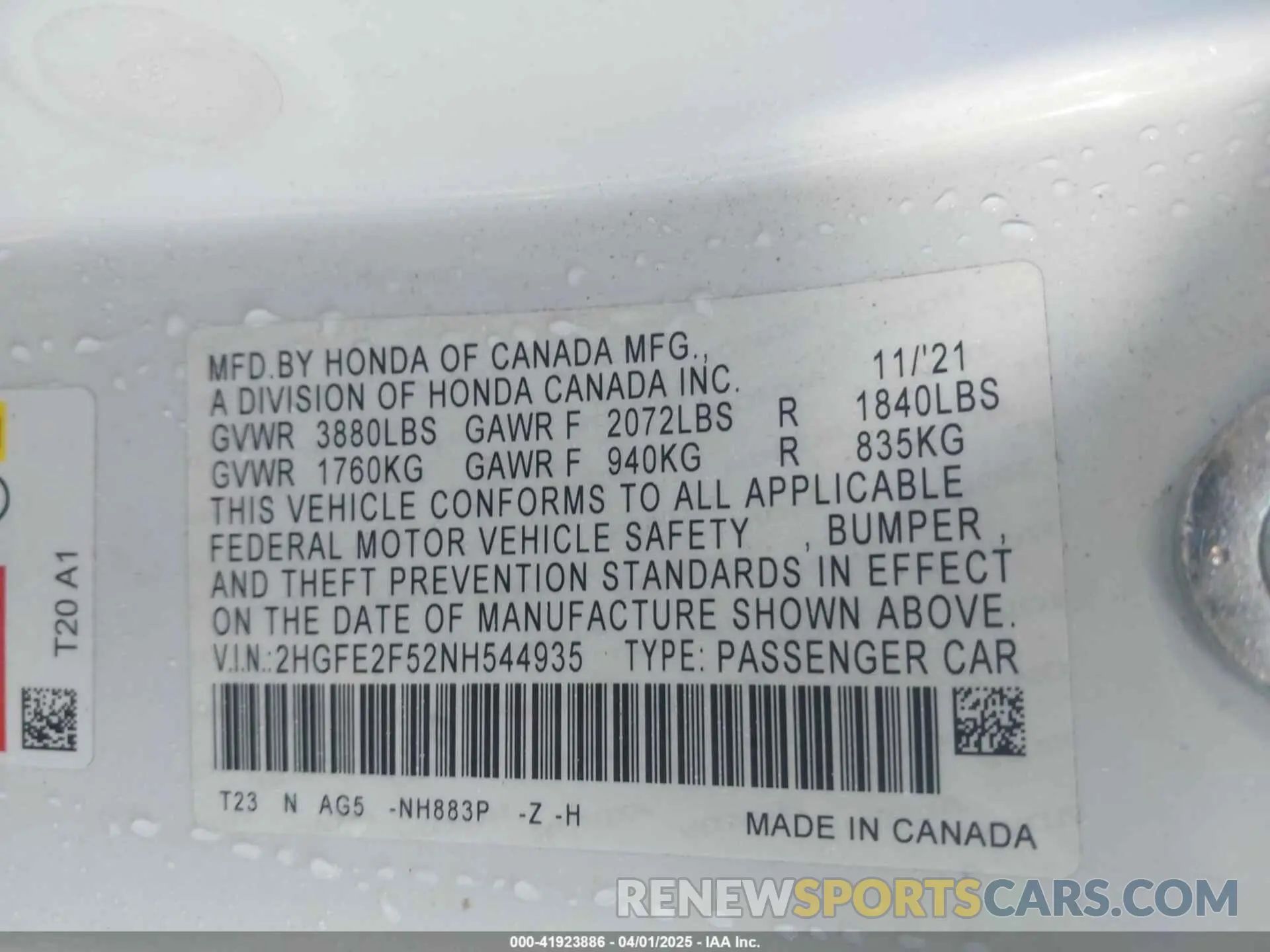 9 Photograph of a damaged car 2HGFE2F52NH544935 HONDA CIVIC 2022