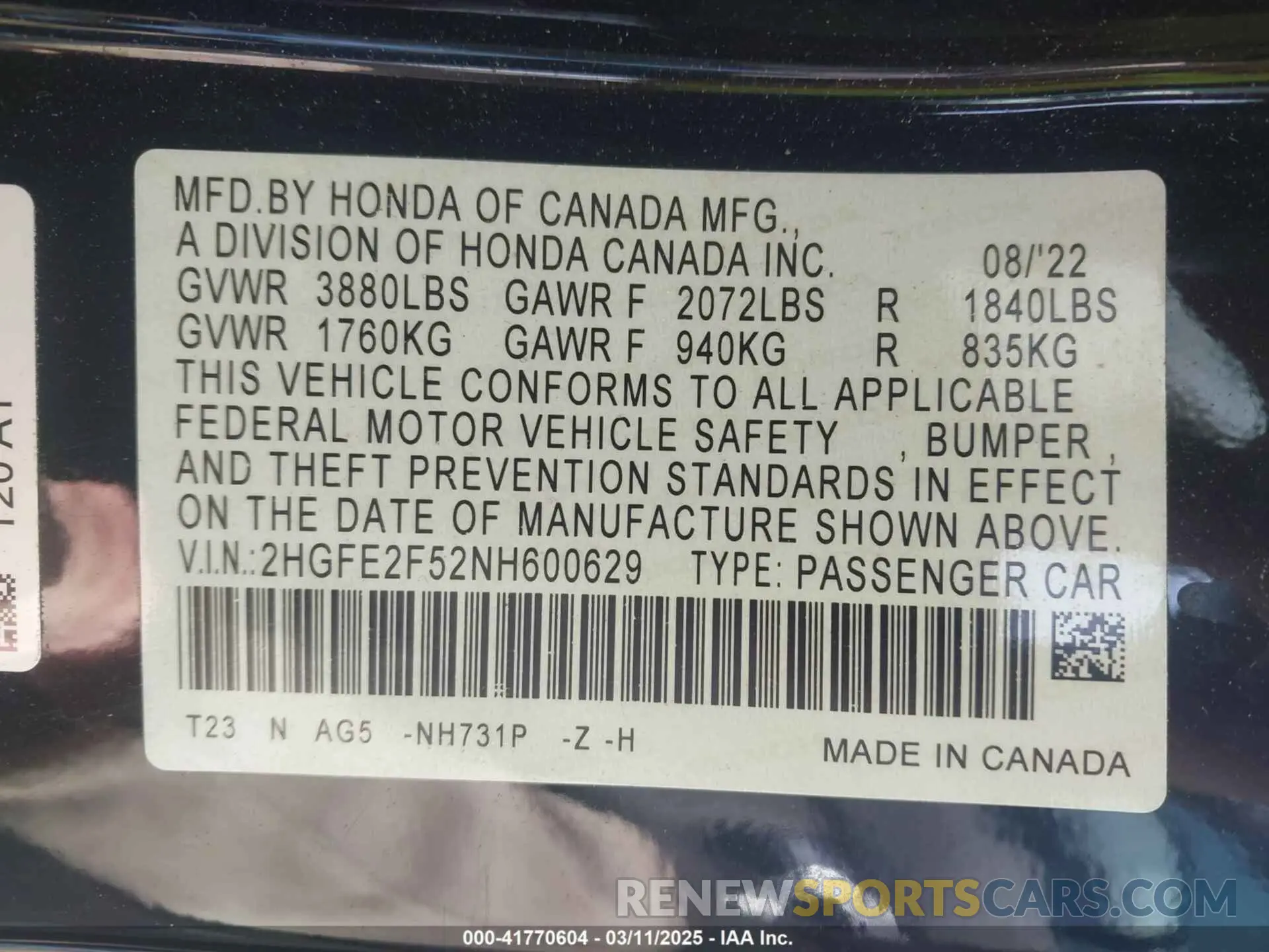 9 Photograph of a damaged car 2HGFE2F52NH600629 HONDA CIVIC 2022