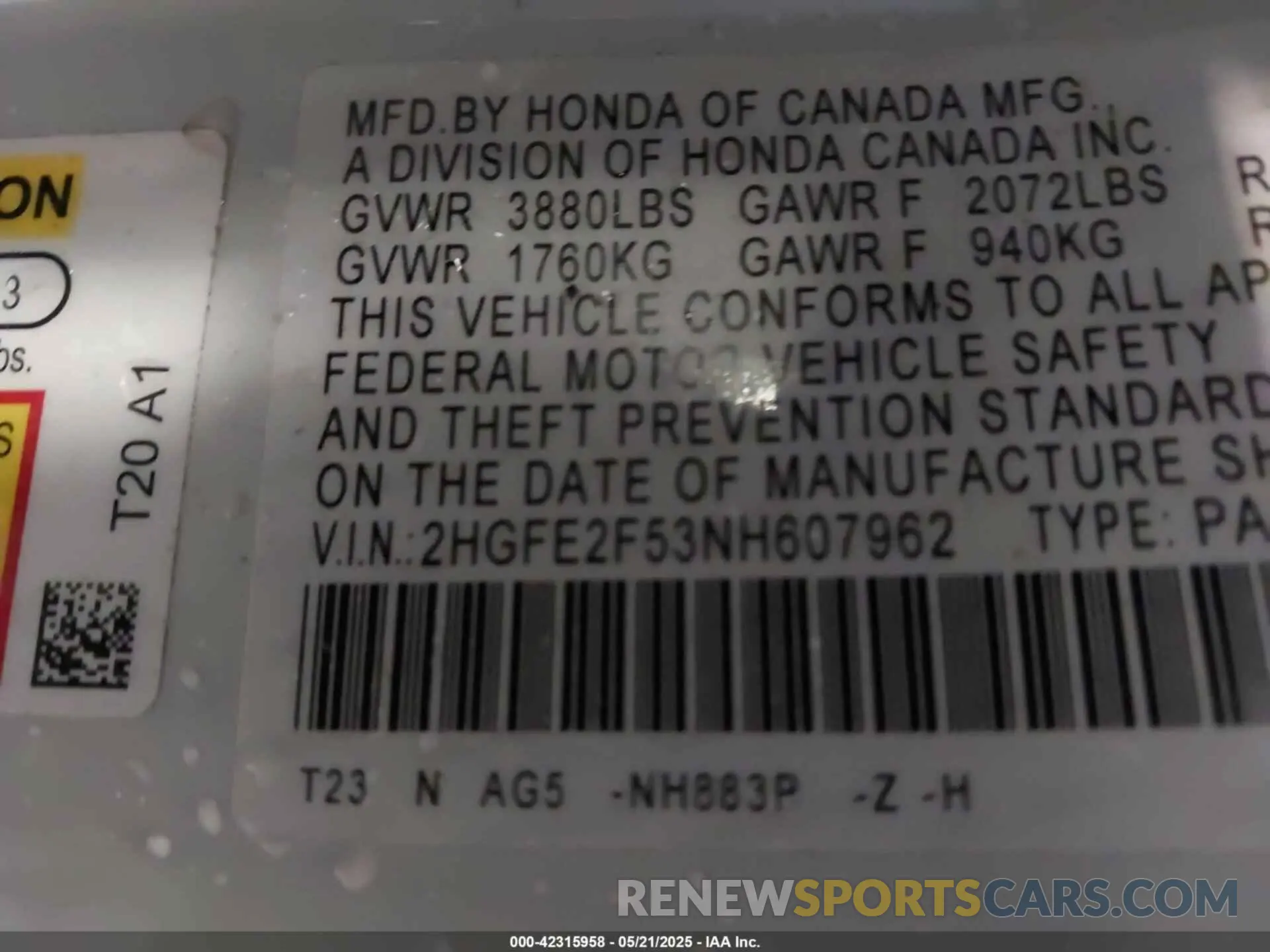 9 Photograph of a damaged car 2HGFE2F53NH607962 HONDA CIVIC 2022