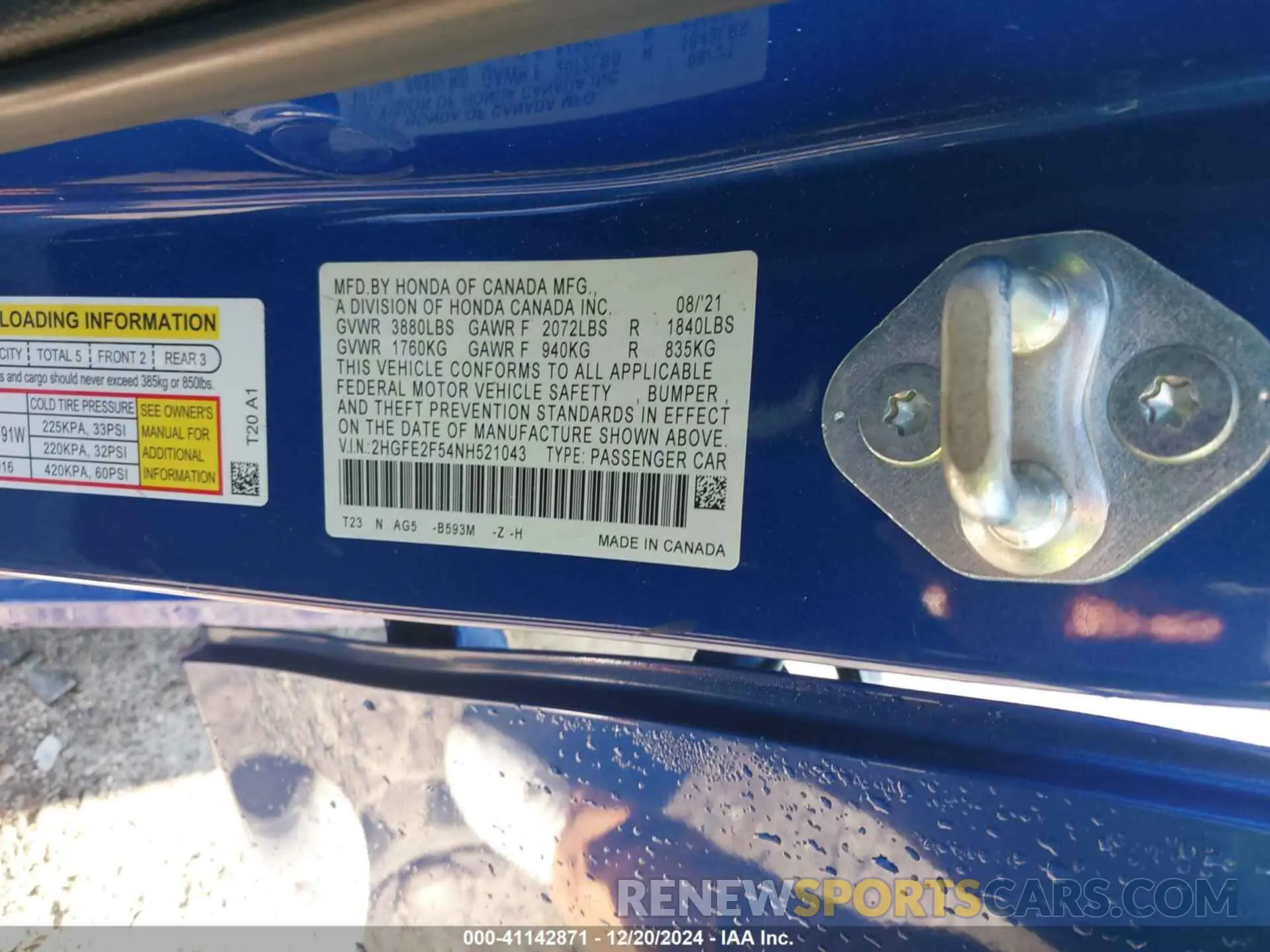 9 Photograph of a damaged car 2HGFE2F54NH521043 HONDA CIVIC 2022