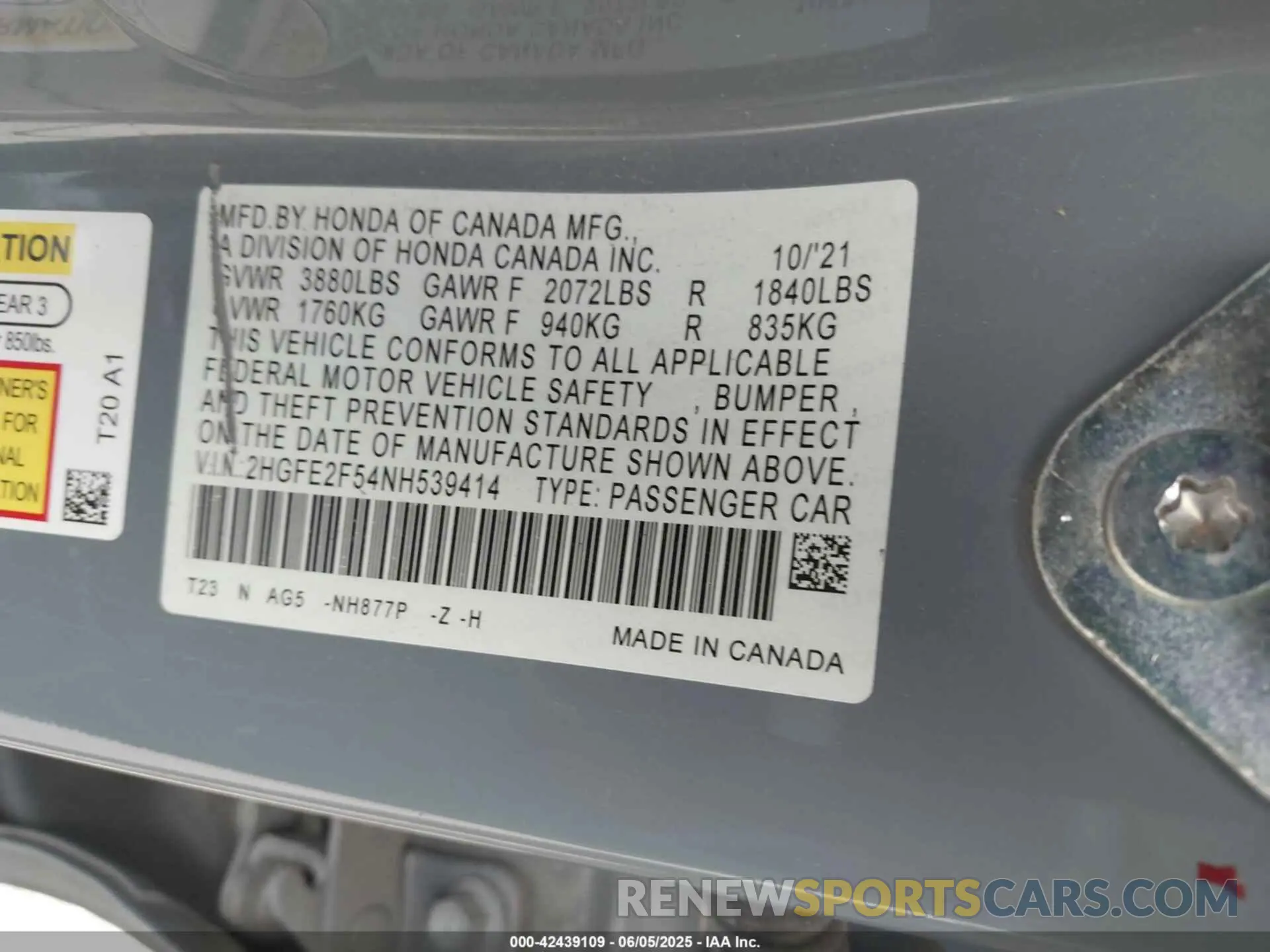 9 Photograph of a damaged car 2HGFE2F54NH539414 HONDA CIVIC 2022