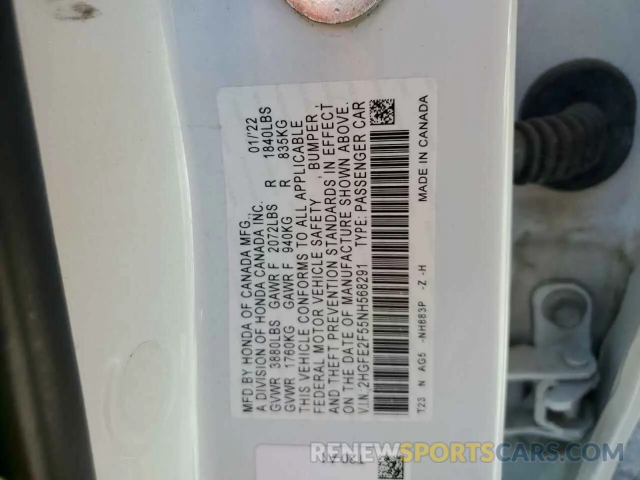 12 Photograph of a damaged car 2HGFE2F55NH568291 HONDA CIVIC 2022