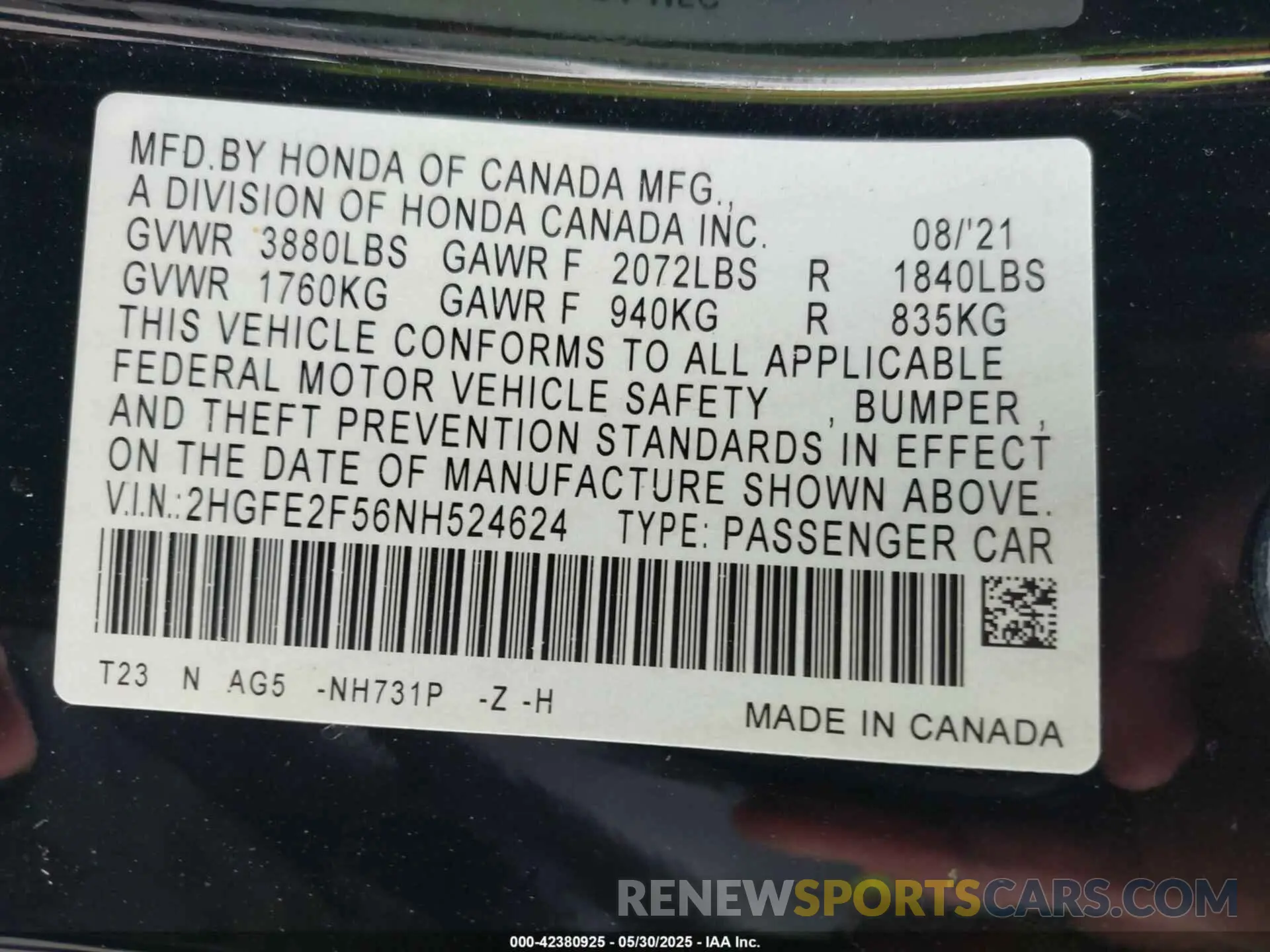 9 Photograph of a damaged car 2HGFE2F56NH524624 HONDA CIVIC 2022