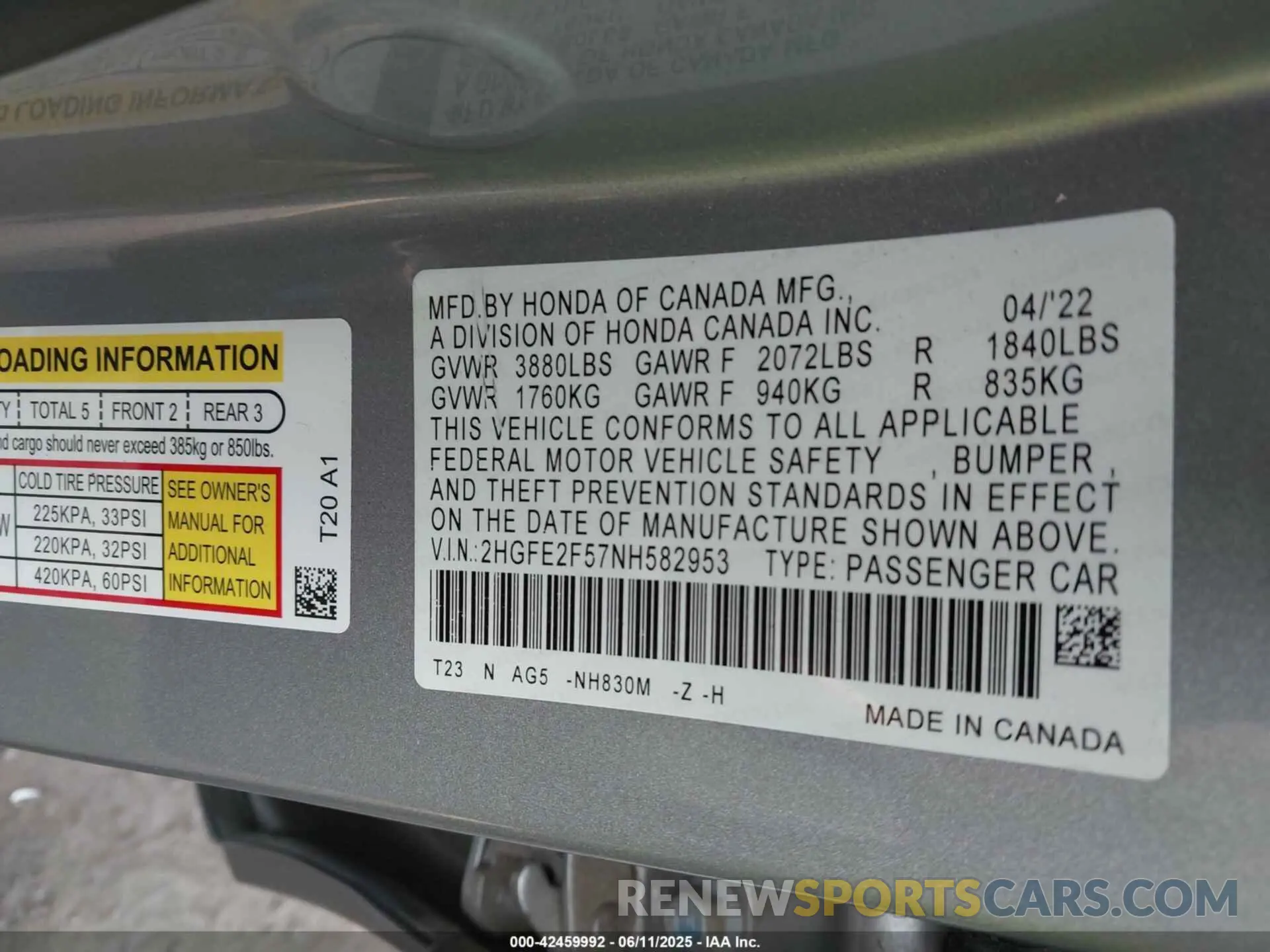 9 Photograph of a damaged car 2HGFE2F57NH582953 HONDA CIVIC 2022