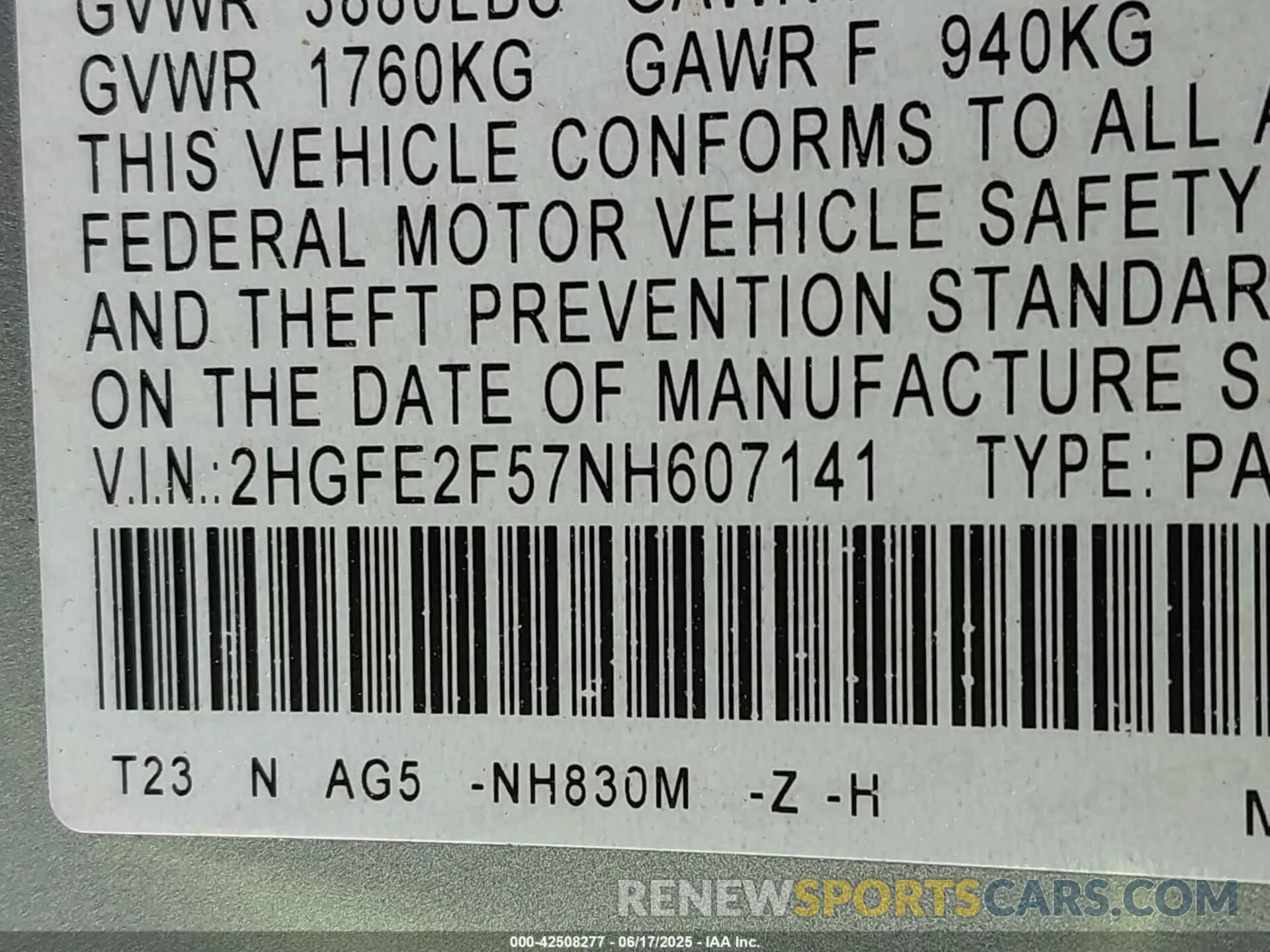 9 Photograph of a damaged car 2HGFE2F57NH607141 HONDA CIVIC 2022