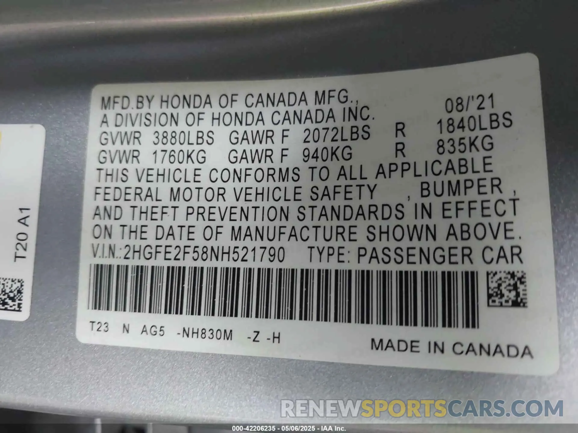 9 Photograph of a damaged car 2HGFE2F58NH521790 HONDA CIVIC 2022