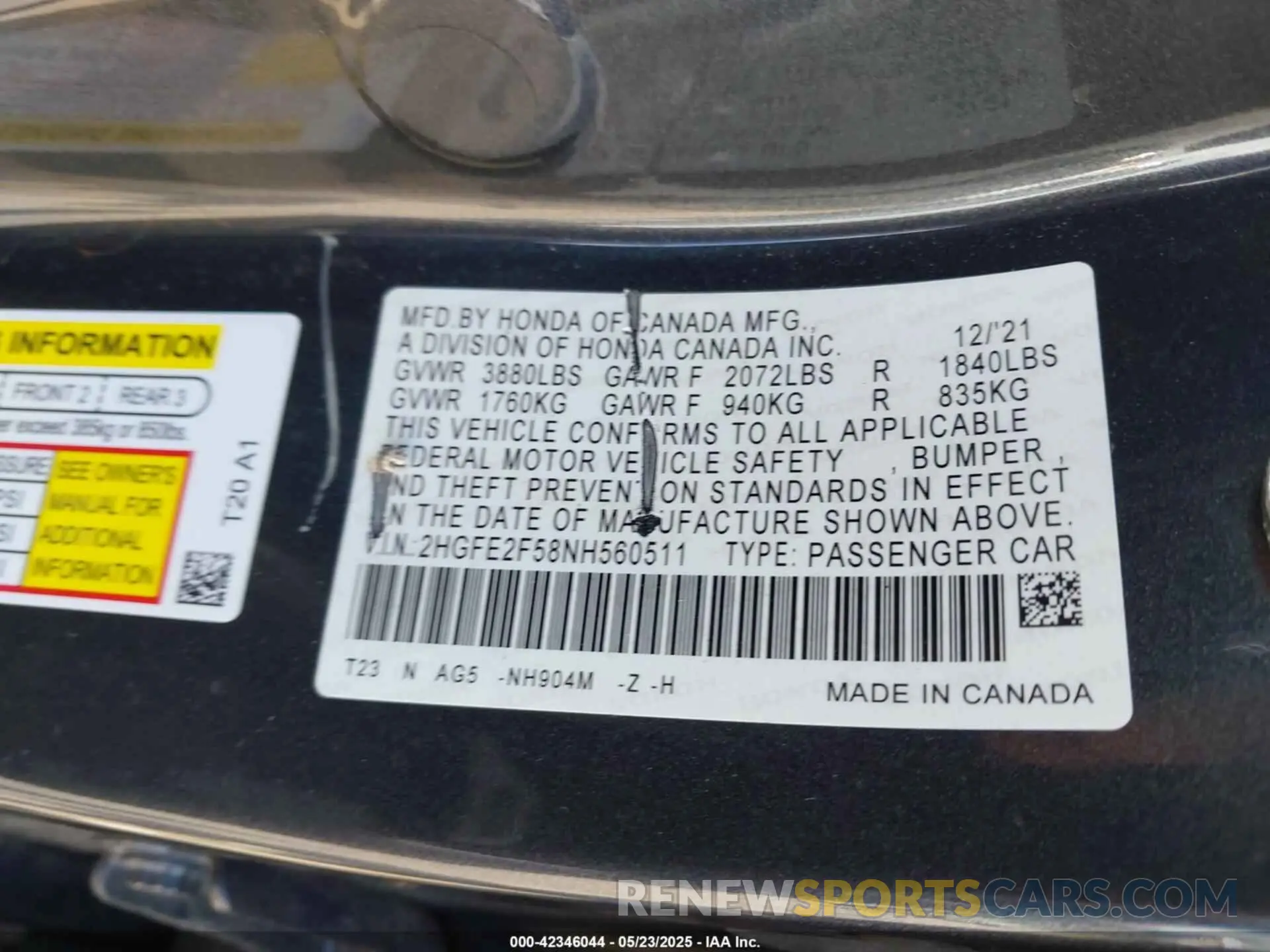 9 Photograph of a damaged car 2HGFE2F58NH560511 HONDA CIVIC 2022