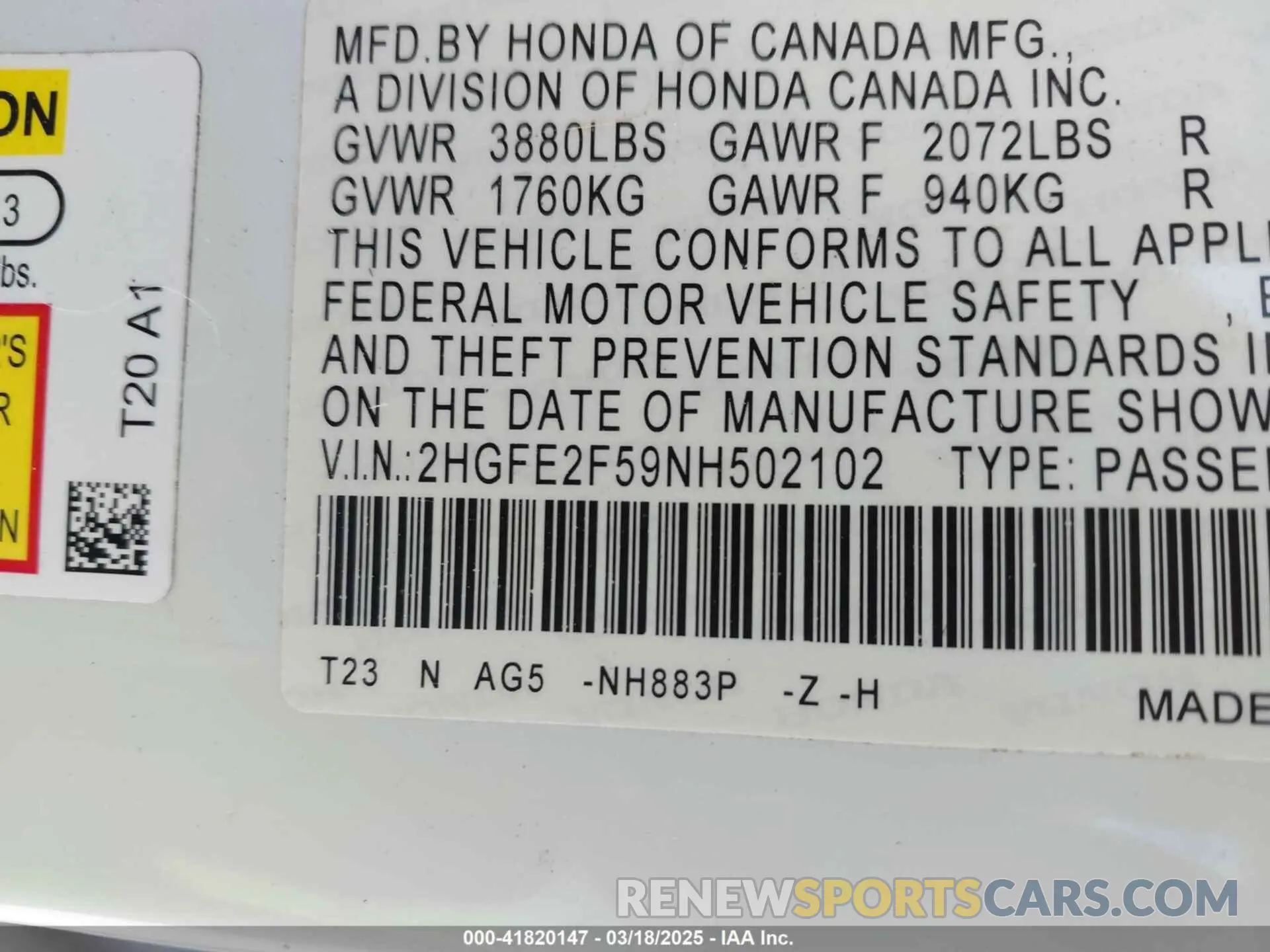9 Photograph of a damaged car 2HGFE2F59NH502102 HONDA CIVIC 2022