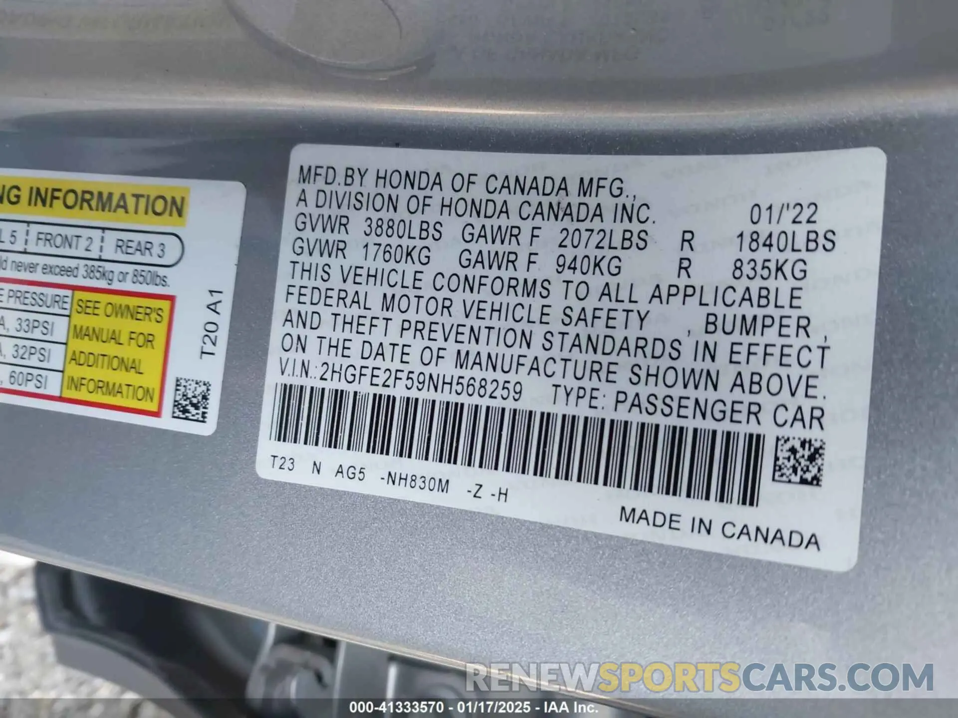 9 Photograph of a damaged car 2HGFE2F59NH568259 HONDA CIVIC 2022