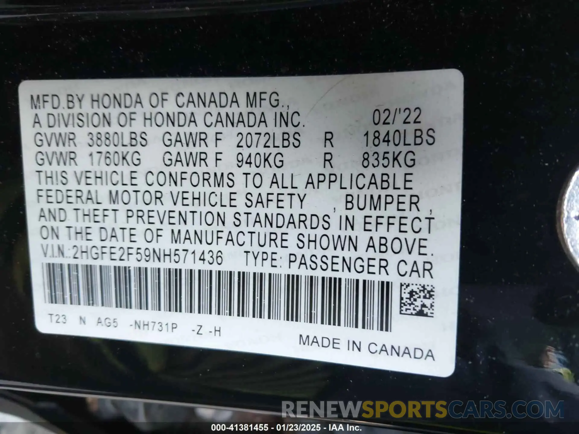 9 Photograph of a damaged car 2HGFE2F59NH571436 HONDA CIVIC 2022