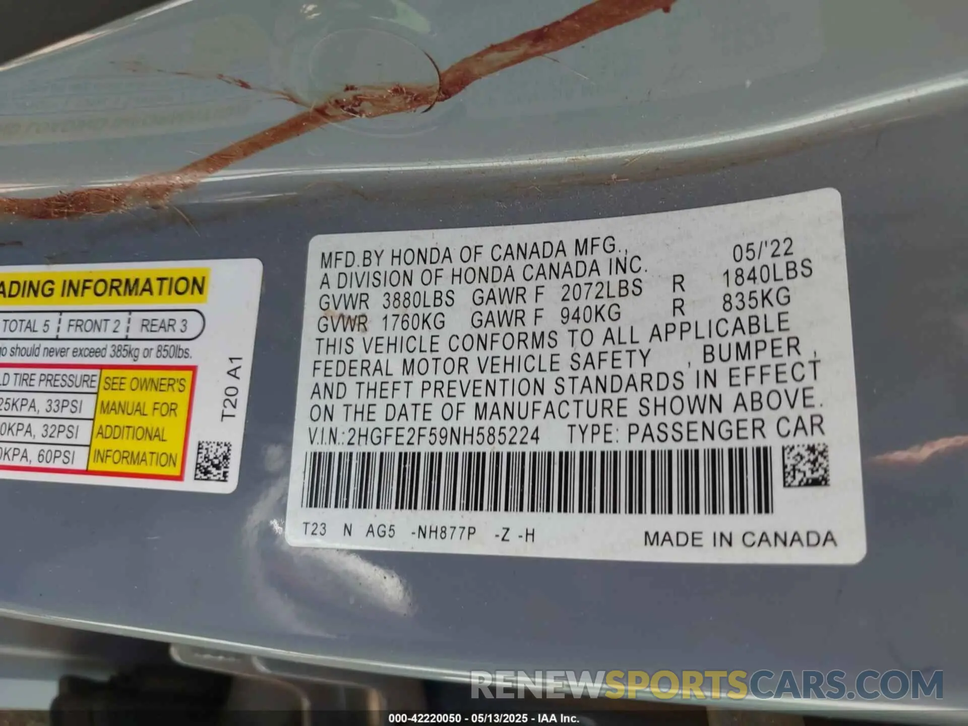9 Photograph of a damaged car 2HGFE2F59NH585224 HONDA CIVIC 2022