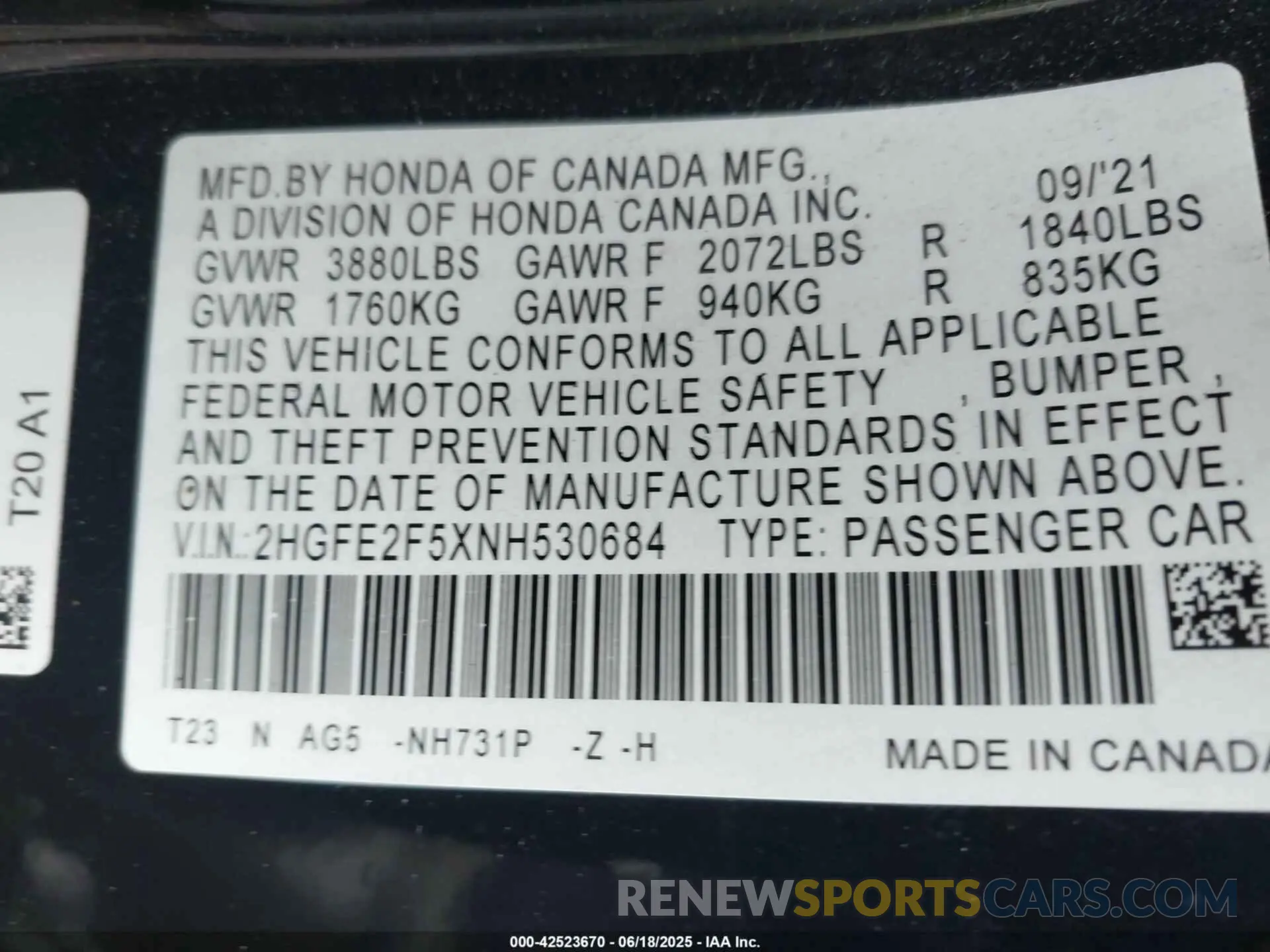 9 Photograph of a damaged car 2HGFE2F5XNH530684 HONDA CIVIC 2022