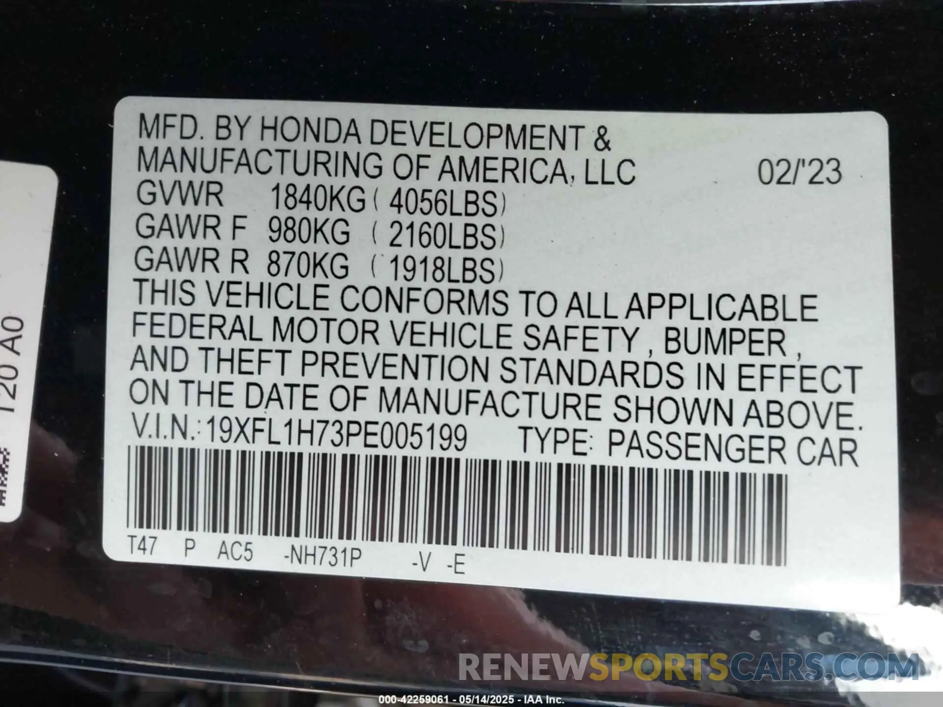 9 Photograph of a damaged car 19XFL1H73PE005199 HONDA CIVIC 2023
