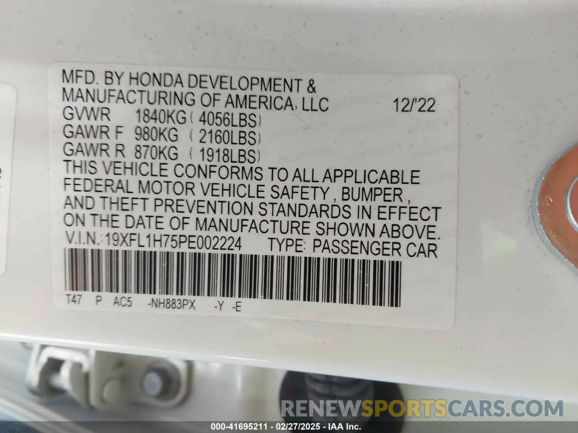 9 Photograph of a damaged car 19XFL1H75PE002224 HONDA CIVIC 2023