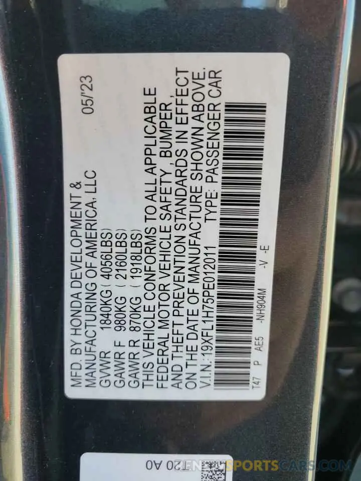 13 Photograph of a damaged car 19XFL1H75PE012011 HONDA CIVIC 2023