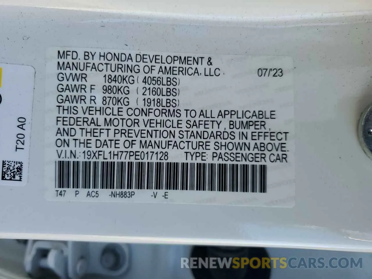 15 Photograph of a damaged car 19XFL1H77PE017128 HONDA CIVIC 2023