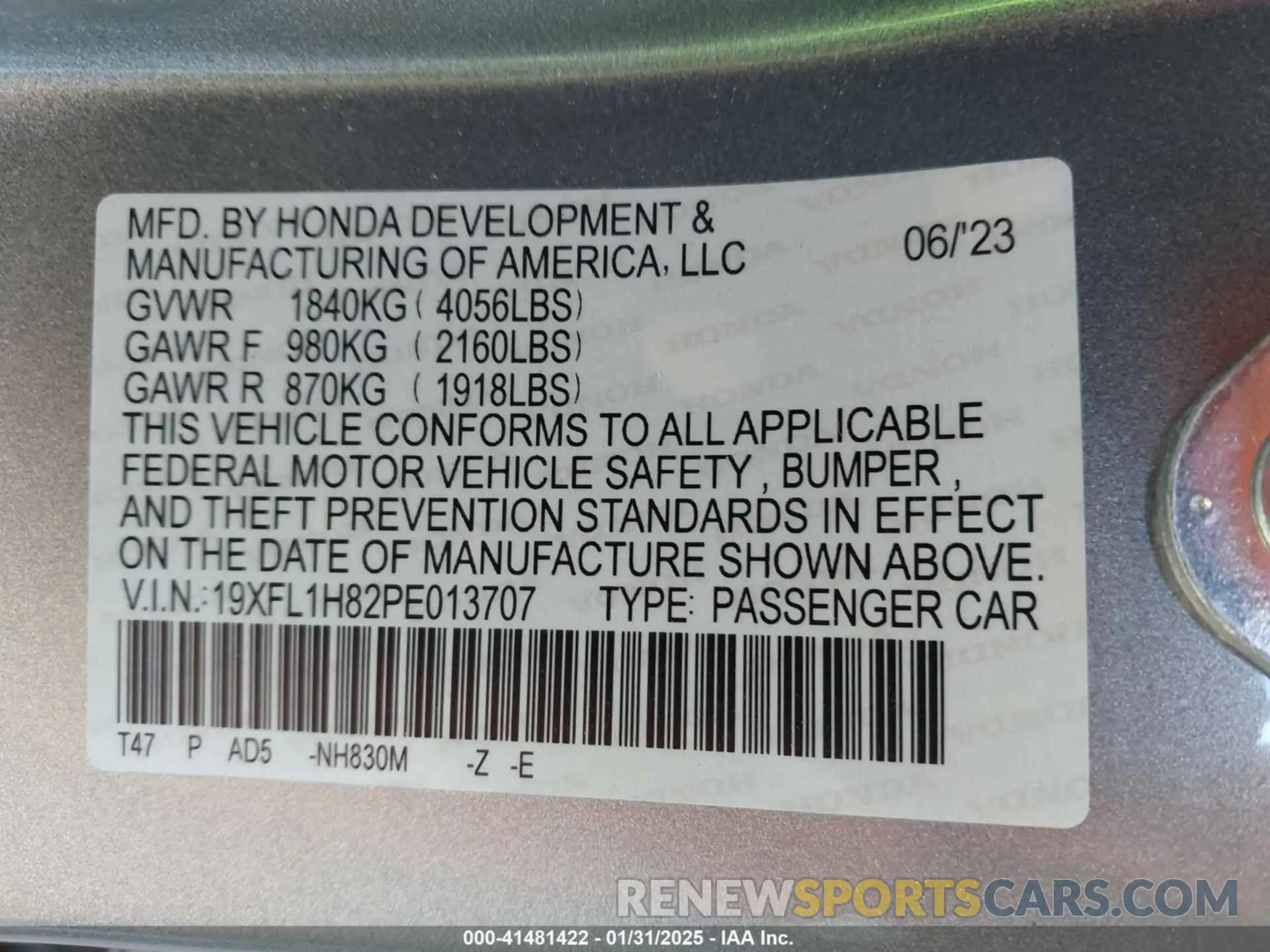 9 Photograph of a damaged car 19XFL1H82PE013707 HONDA CIVIC 2023