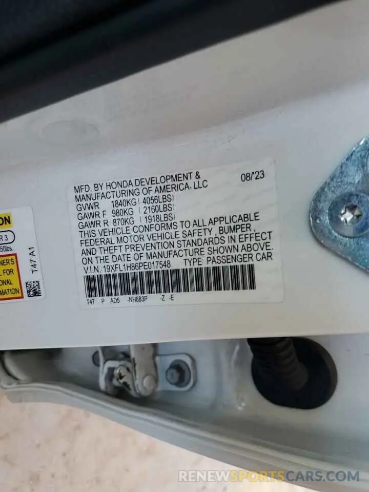 12 Photograph of a damaged car 19XFL1H86PE017548 HONDA CIVIC 2023
