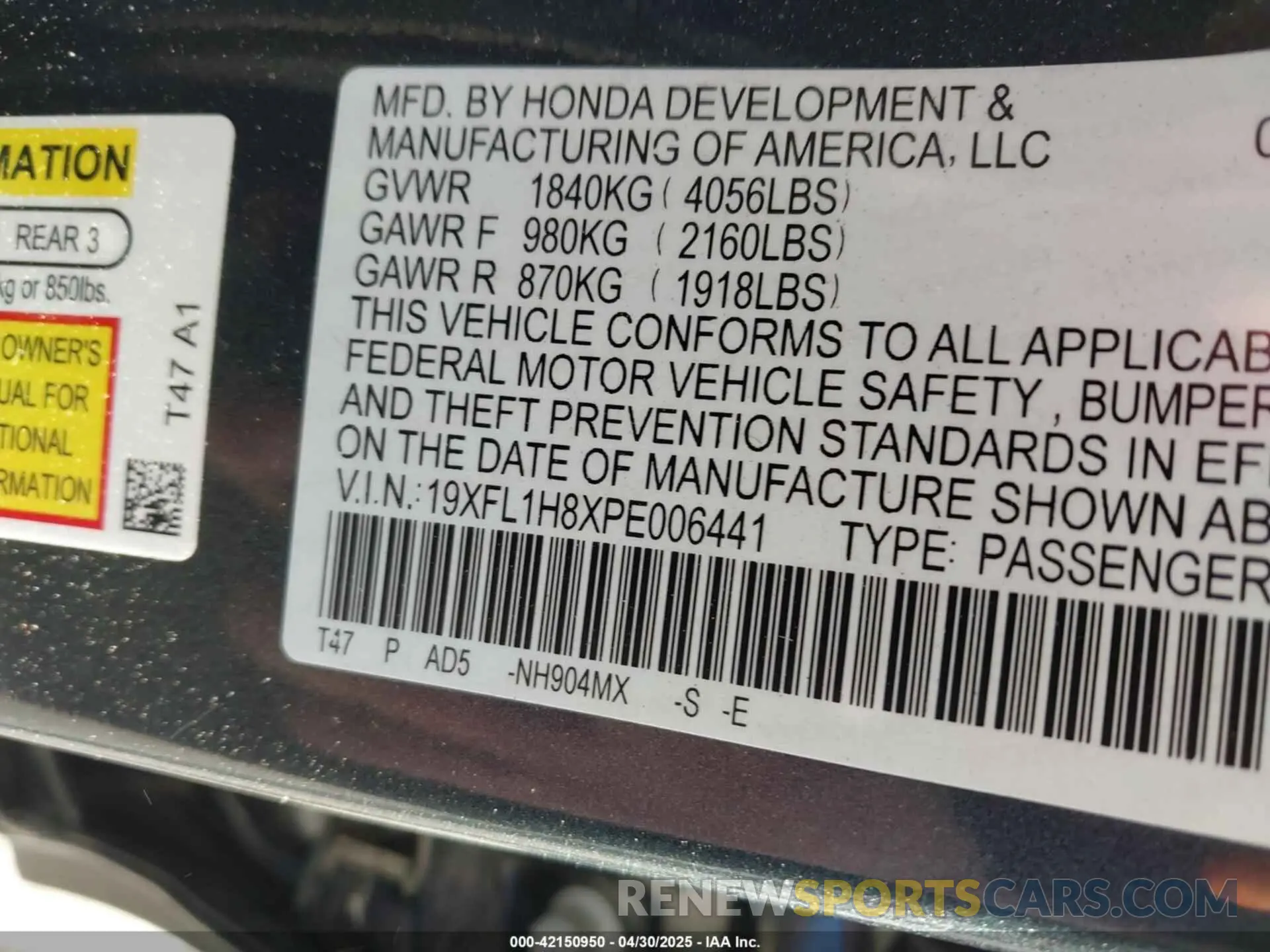 9 Photograph of a damaged car 19XFL1H8XPE006441 HONDA CIVIC 2023