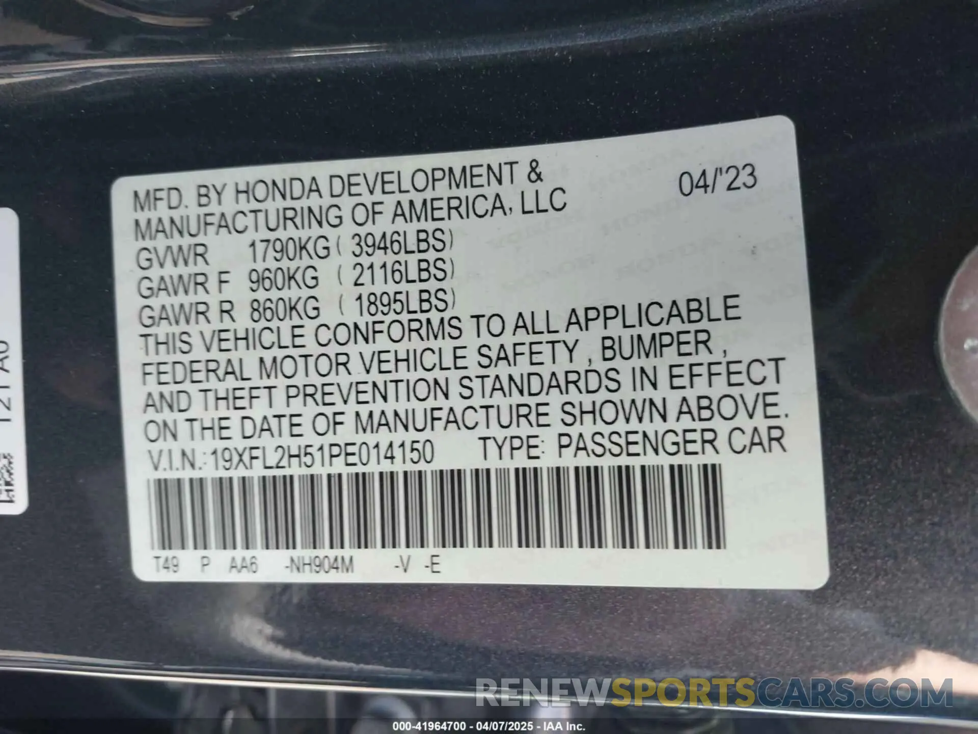 9 Photograph of a damaged car 19XFL2H51PE014150 HONDA CIVIC 2023