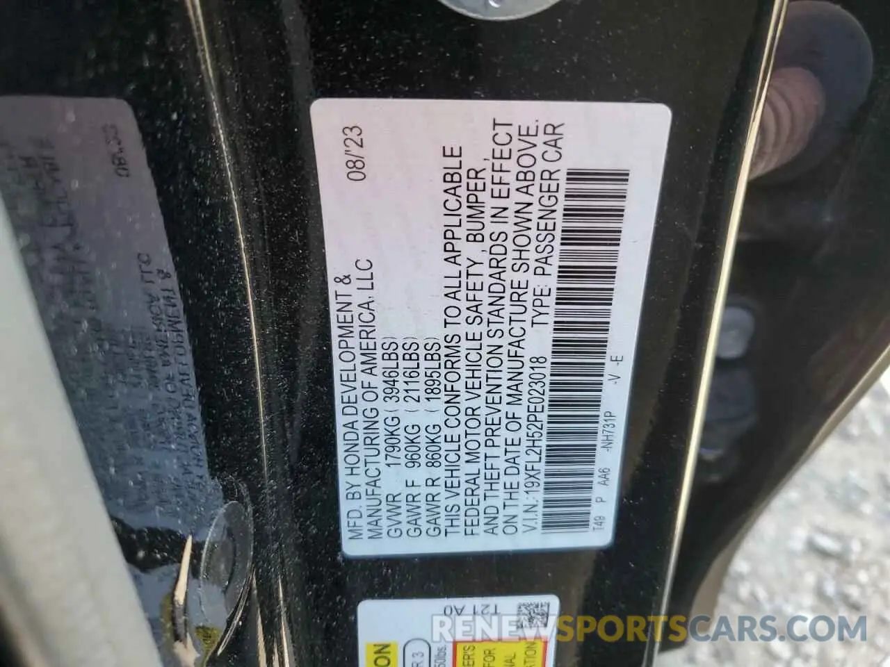 12 Photograph of a damaged car 19XFL2H52PE023018 HONDA CIVIC 2023