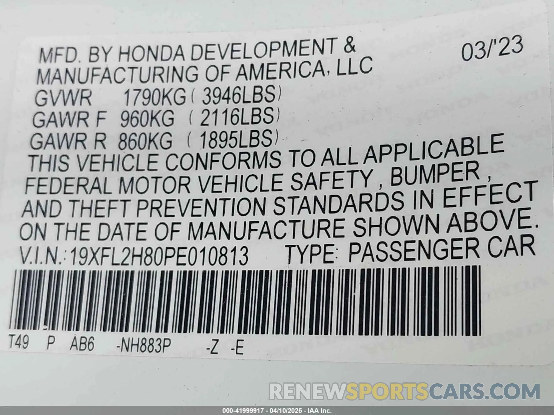 9 Photograph of a damaged car 19XFL2H80PE010813 HONDA CIVIC 2023