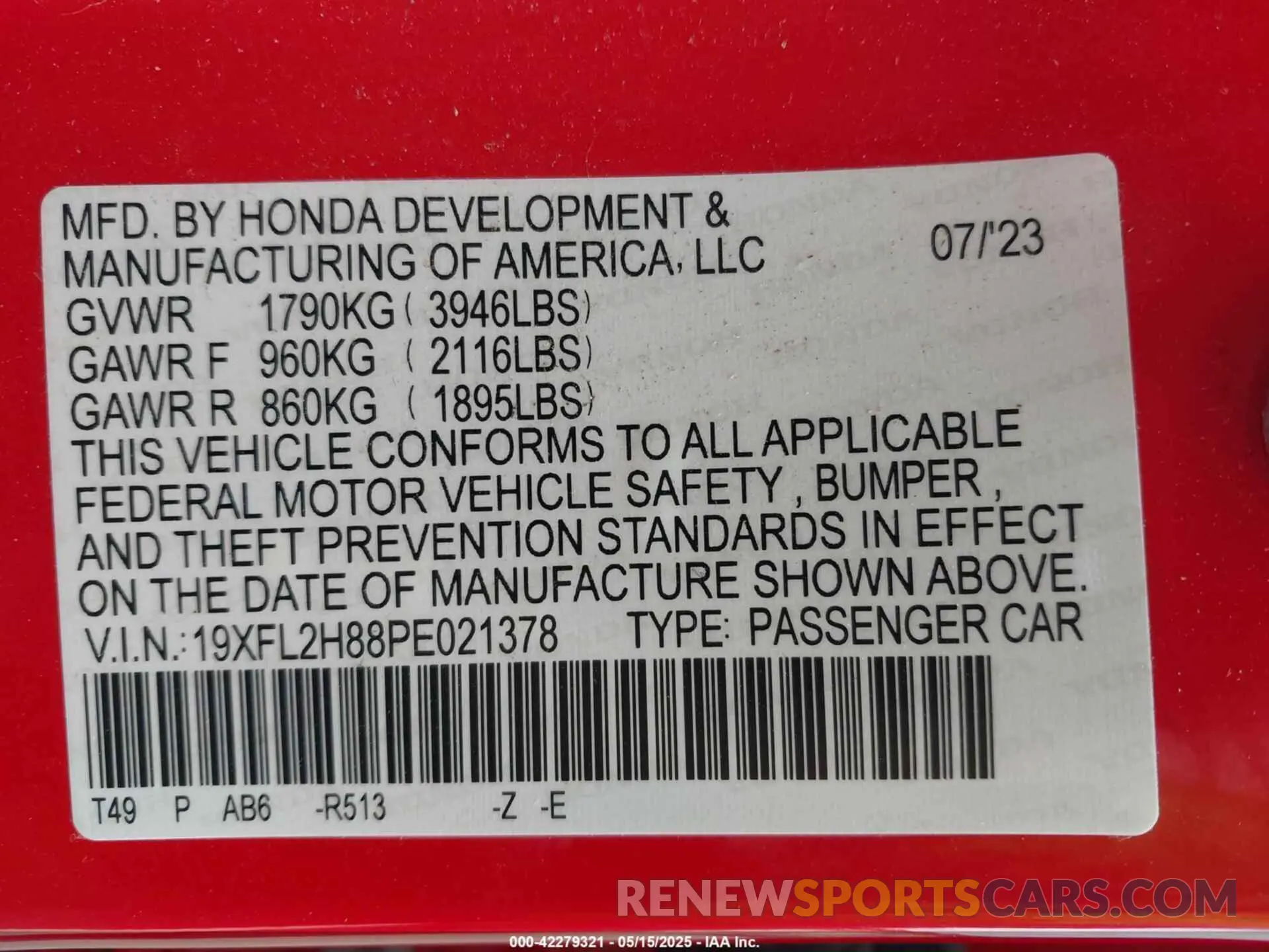 9 Photograph of a damaged car 19XFL2H88PE021378 HONDA CIVIC 2023