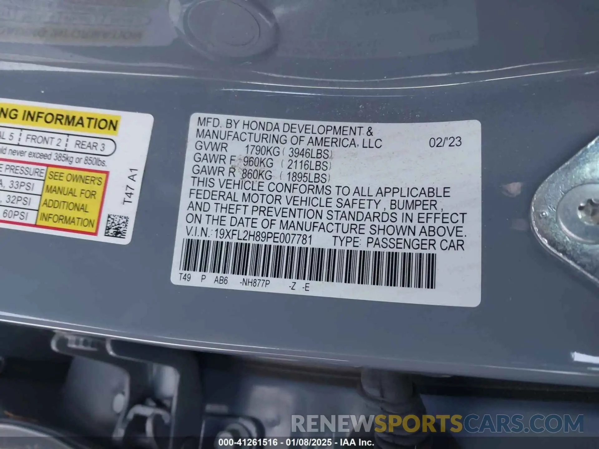 9 Photograph of a damaged car 19XFL2H89PE007781 HONDA CIVIC 2023