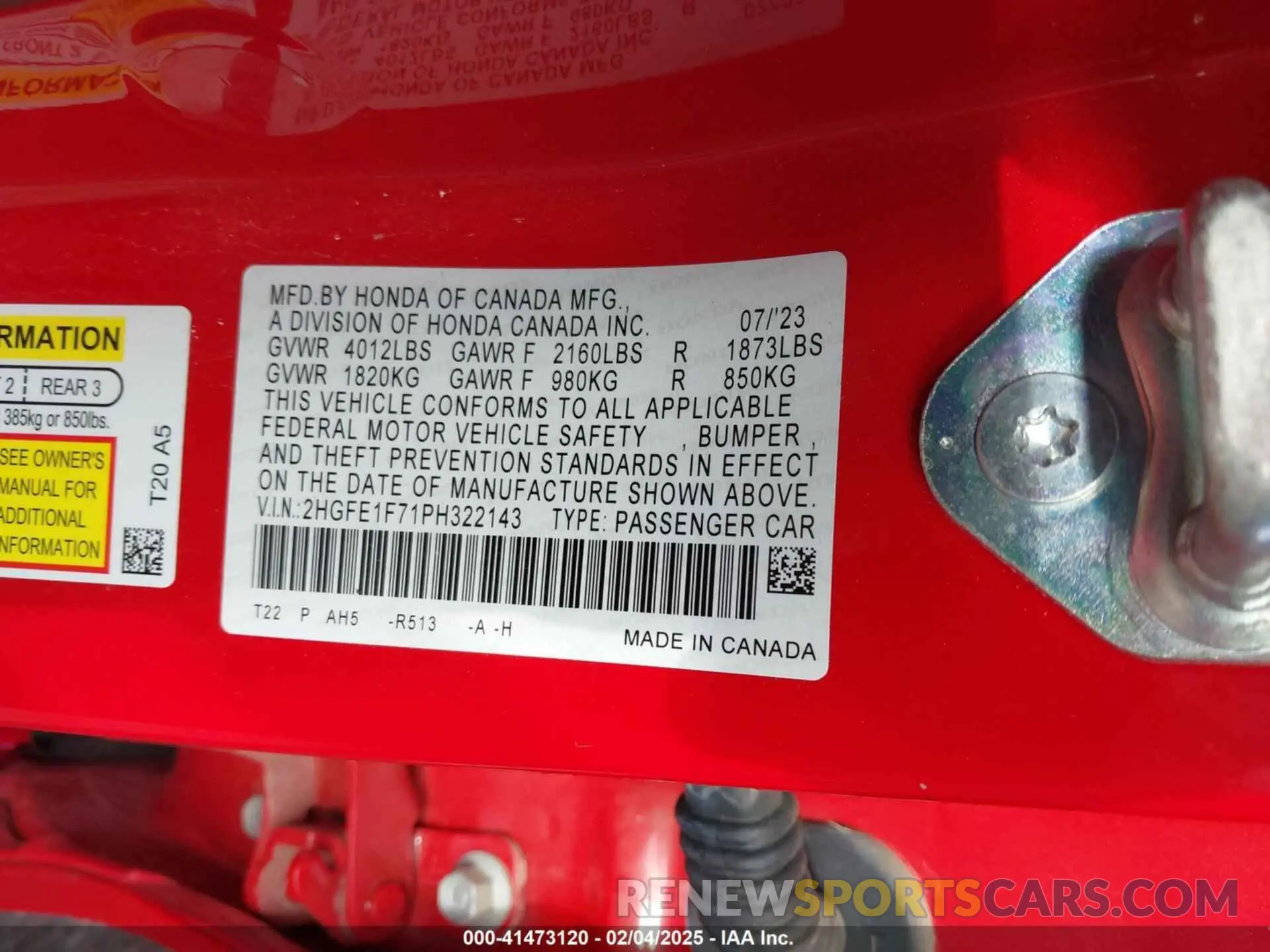 9 Photograph of a damaged car 2HGFE1F71PH322143 HONDA CIVIC 2023